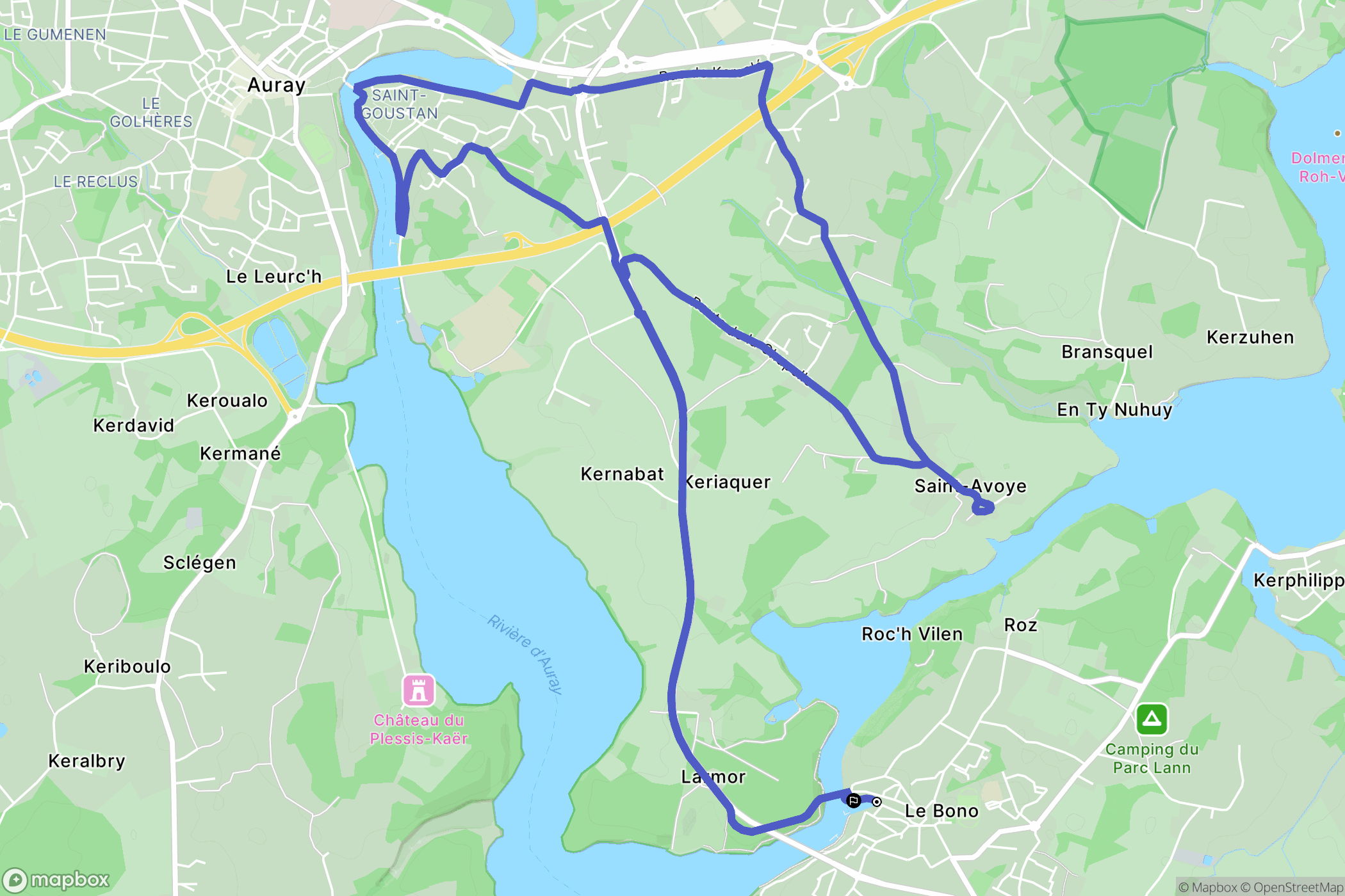 Bono : carte du parcours de randonnée - France