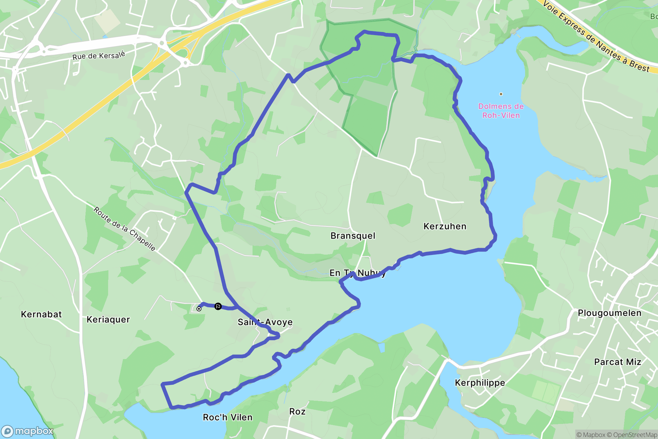 Pluneret : carte du parcours de randonnée - France