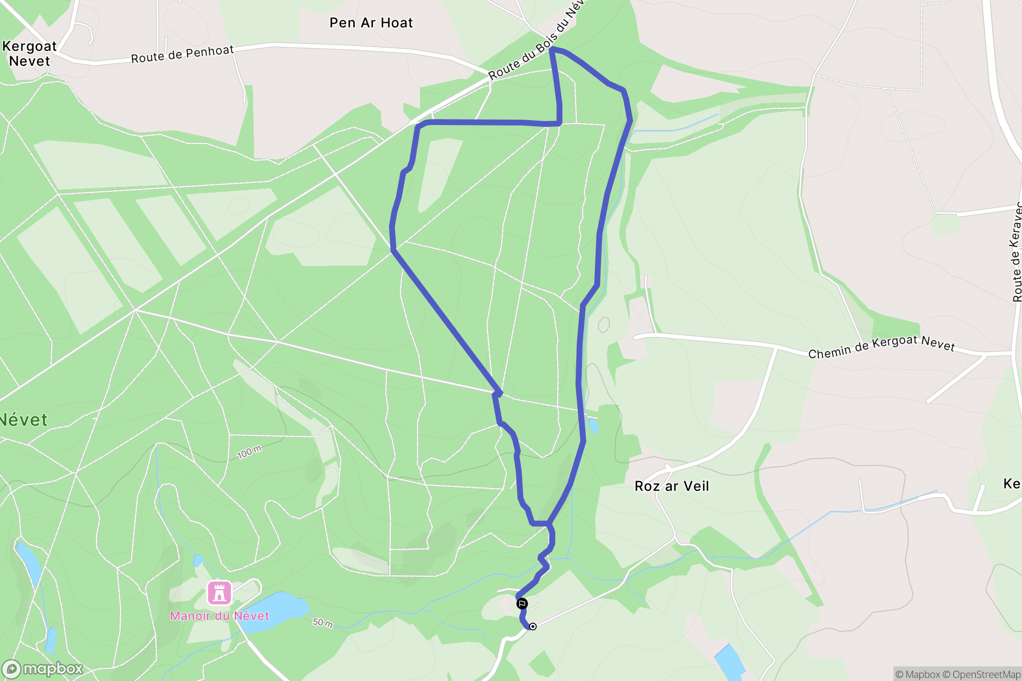 Plogonnec : carte du parcours de randonnée - France