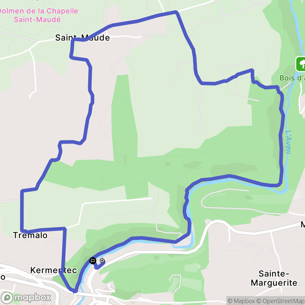 Pont-Aven : carte du parcours de randonnée - France
