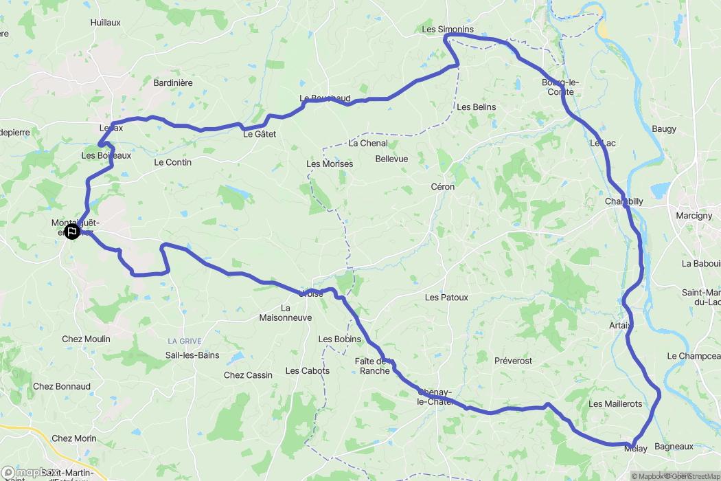 Montaiguët-en-Forez : carte du parcours de randonnée - France