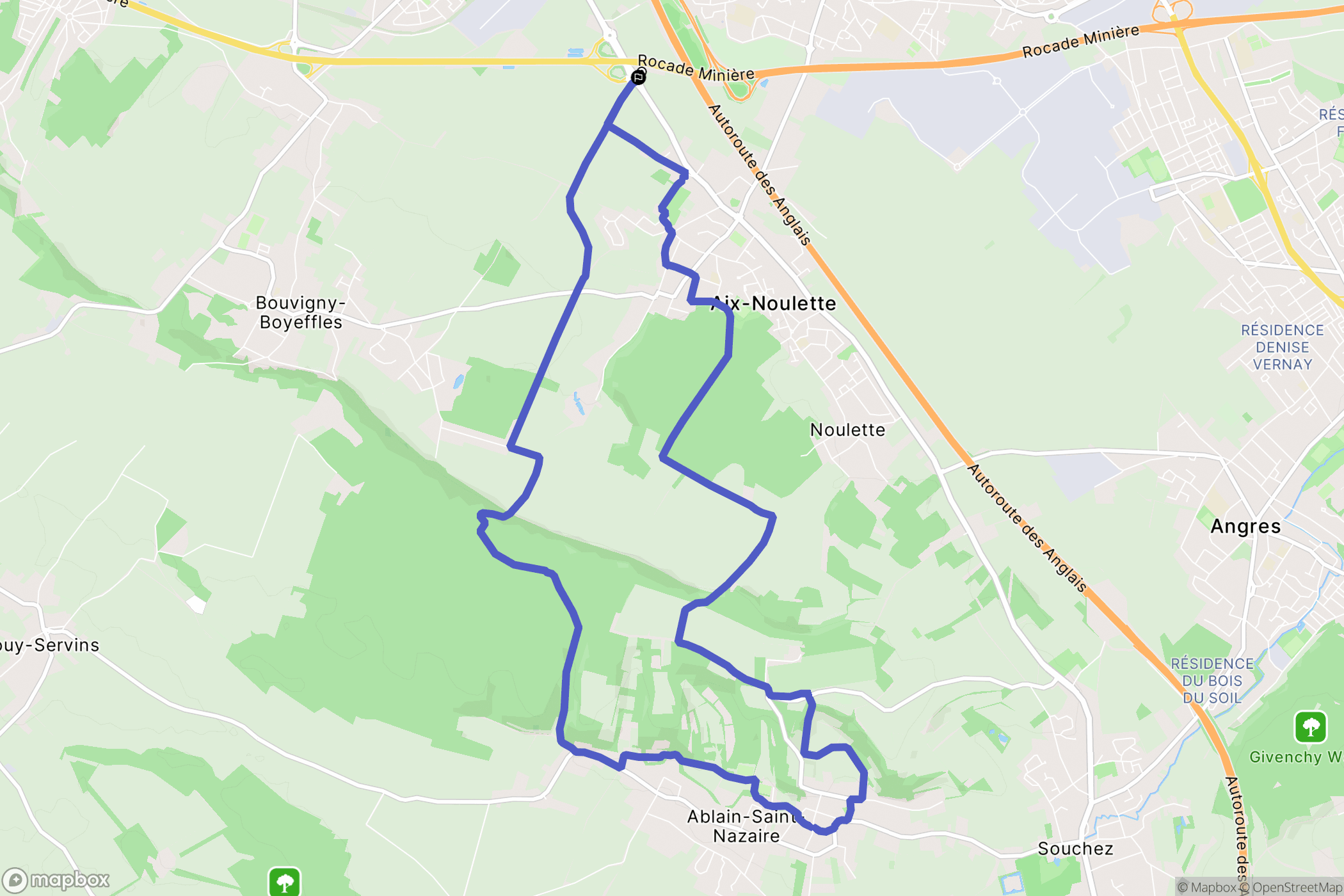 Aix-Noulette : carte du parcours de randonnée - France