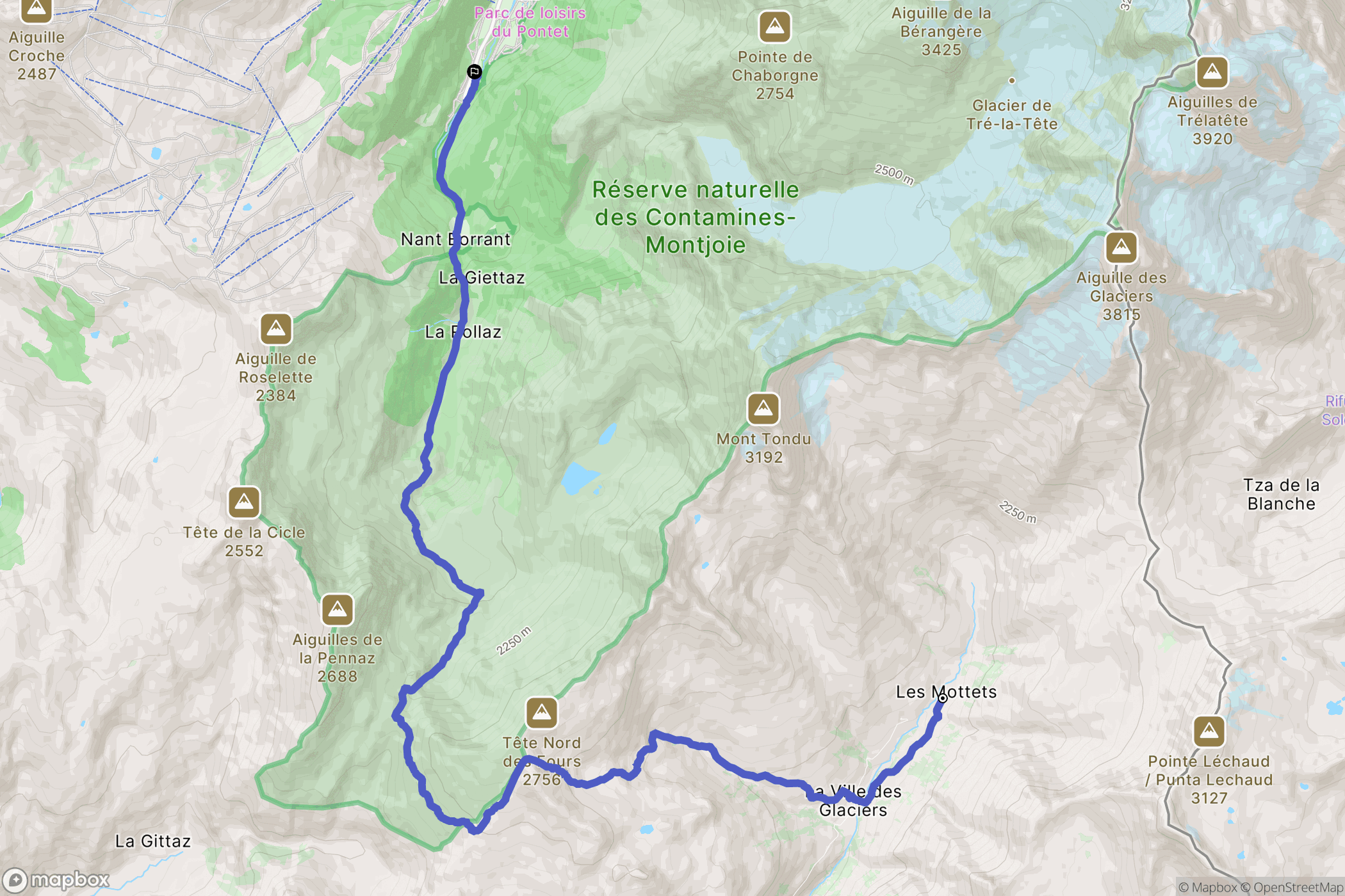 Bourg-Saint-Maurice : carte du parcours de randonnée - France