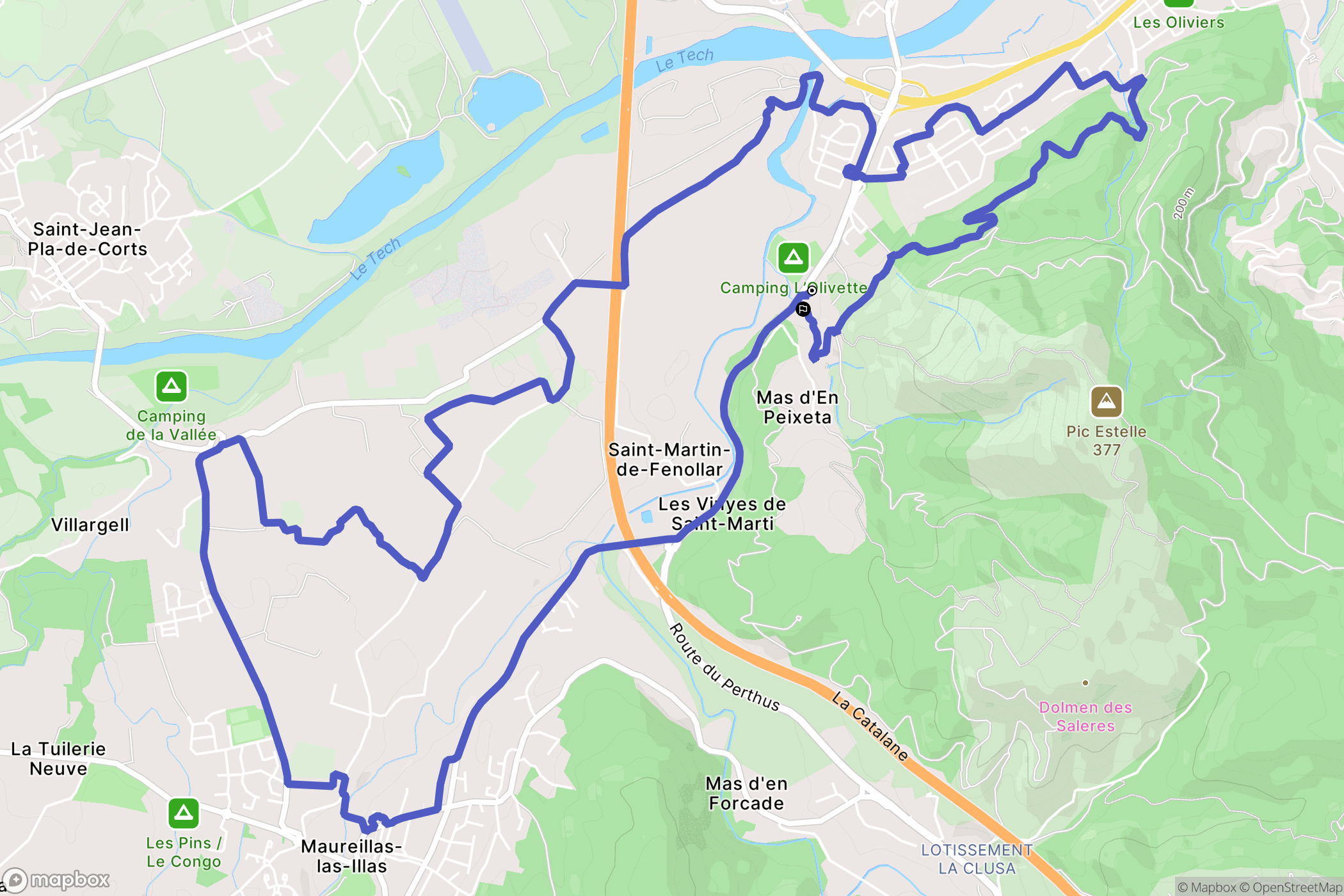 Le Boulou : carte du parcours de randonnée - France