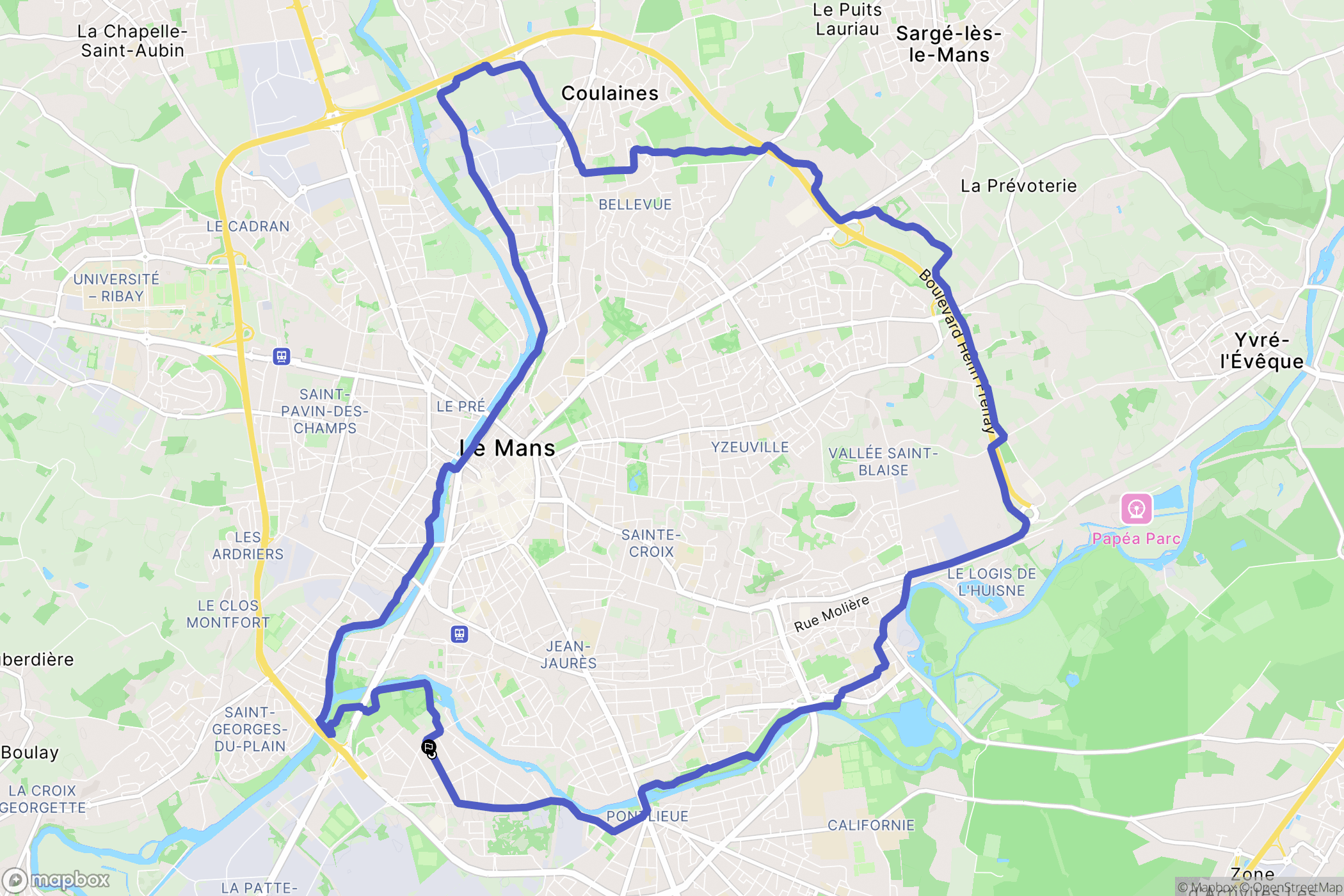 Le Mans : carte du parcours de randonnée - France