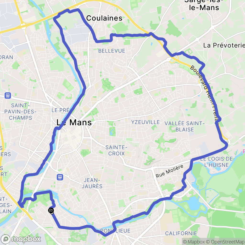 Le Mans : carte du parcours de randonnée - France