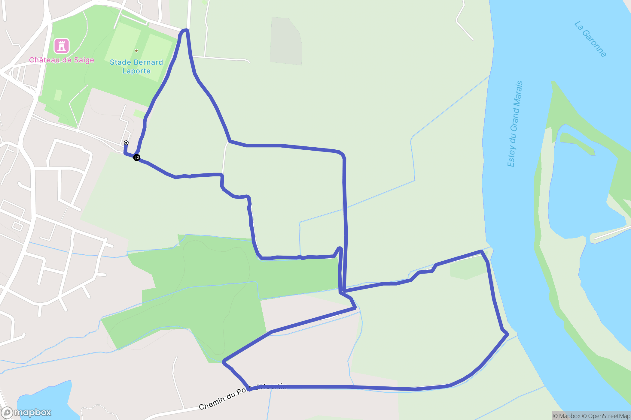 Cadaujac : carte du parcours de randonnée - France