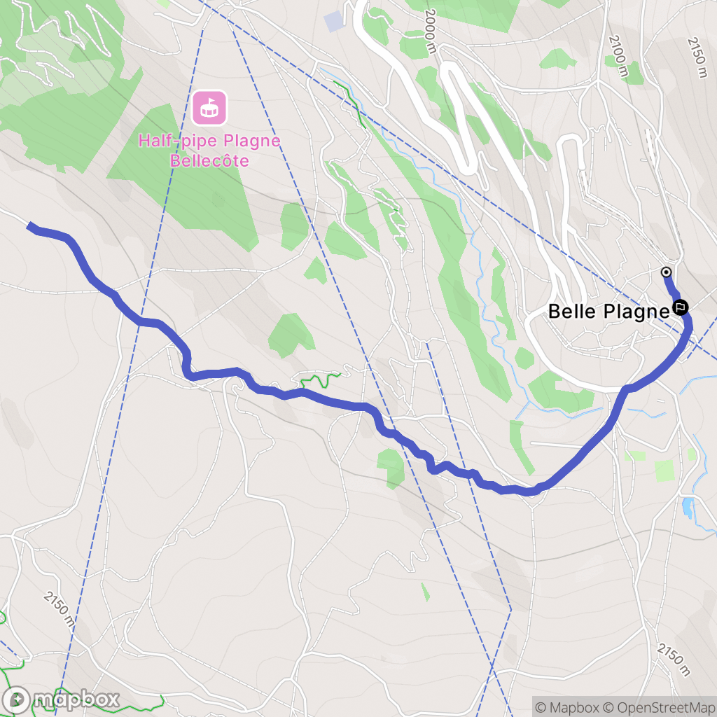 La Plagne-Tarentaise : carte du parcours de randonnée - France