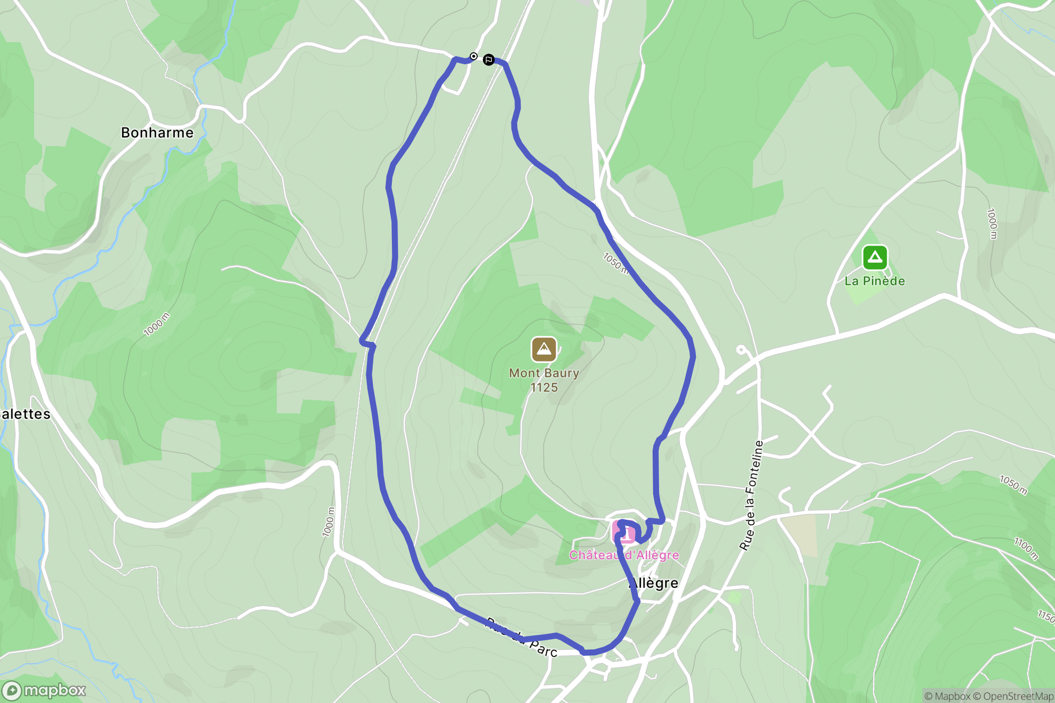 Monlet : carte du parcours de randonnée - France