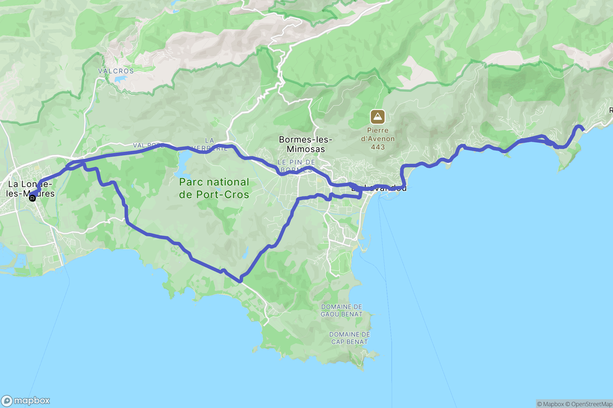 La Londe-les-Maures : carte du parcours de randonnée - France