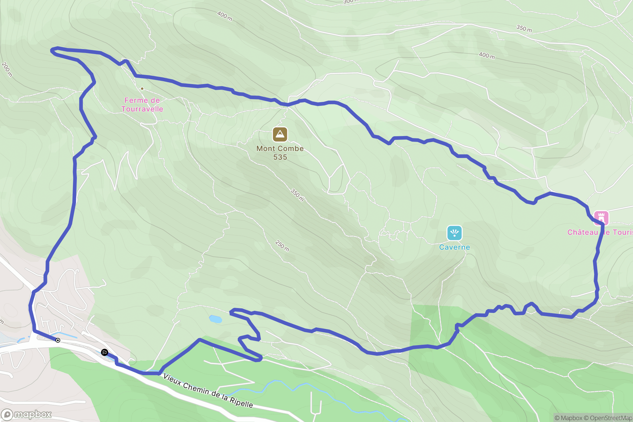 Le Revest-les-Eaux : carte du parcours de randonnée - France