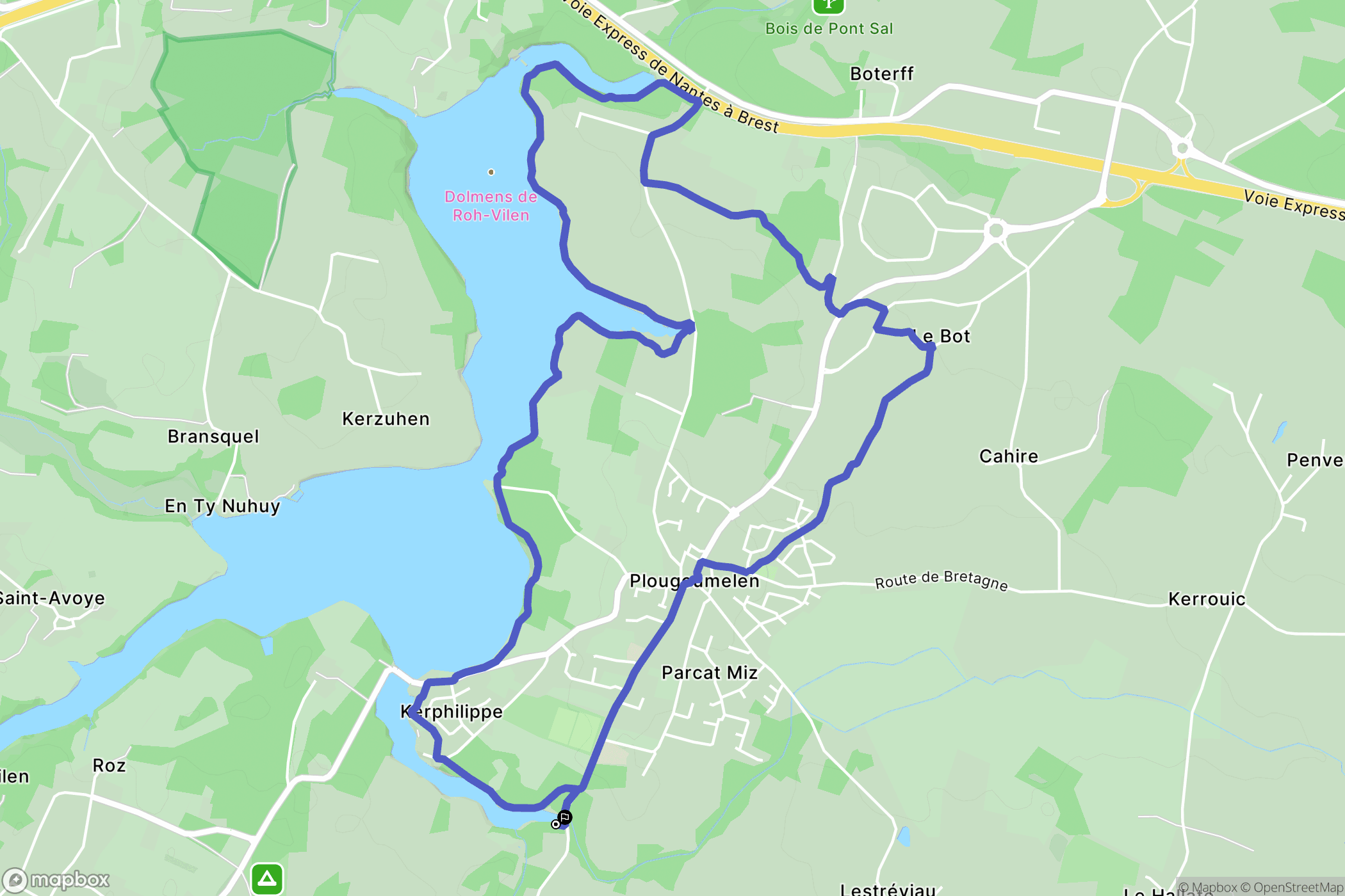 Plougoumelen : carte du parcours de randonnée - France