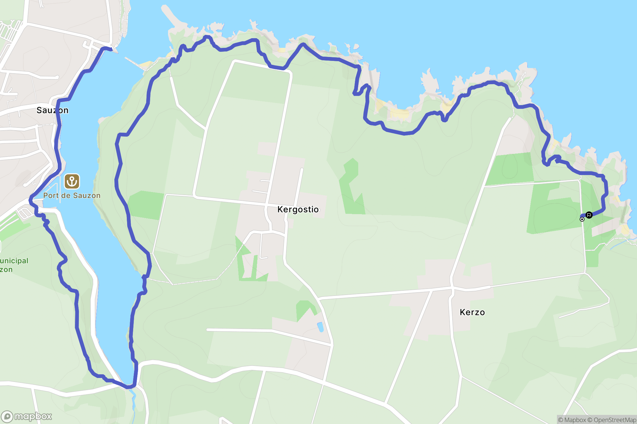 Sauzon : carte du parcours de randonnée - France