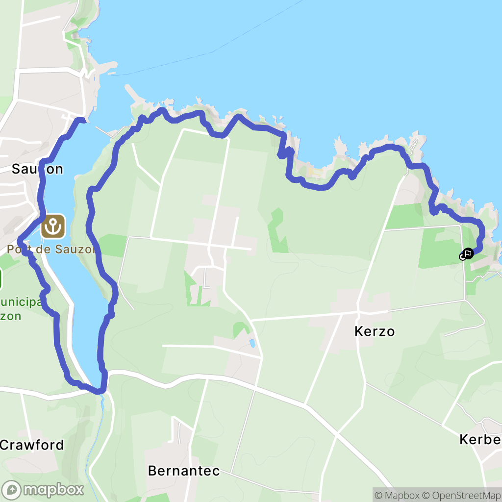 Sauzon : carte du parcours de randonnée - France