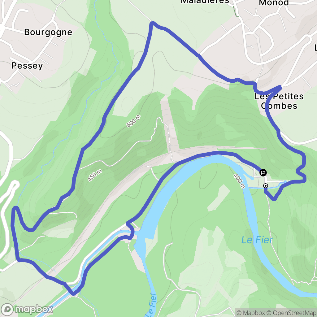 Poisy : carte du parcours de randonnée - France