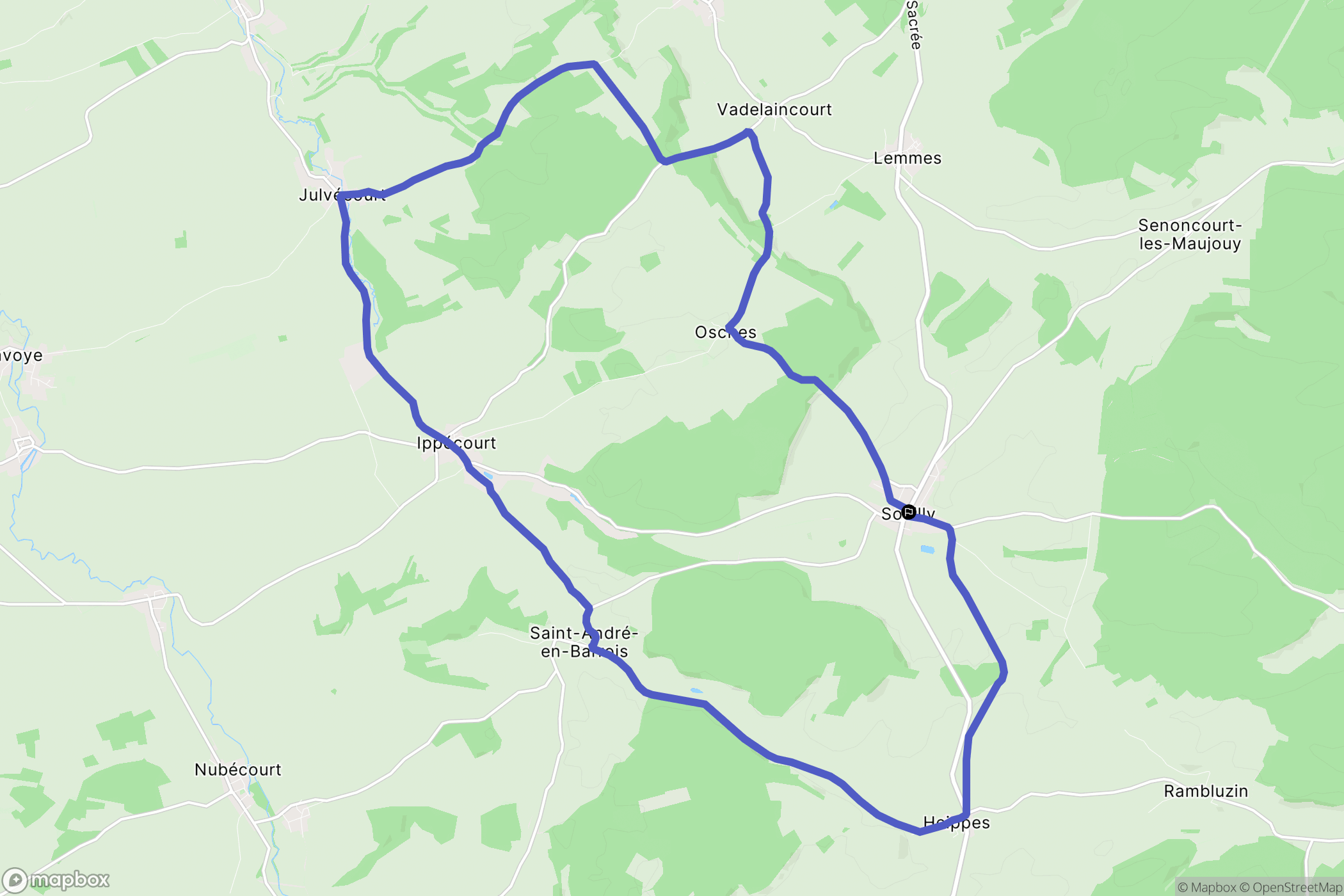 Souilly : carte du parcours de randonnée - France