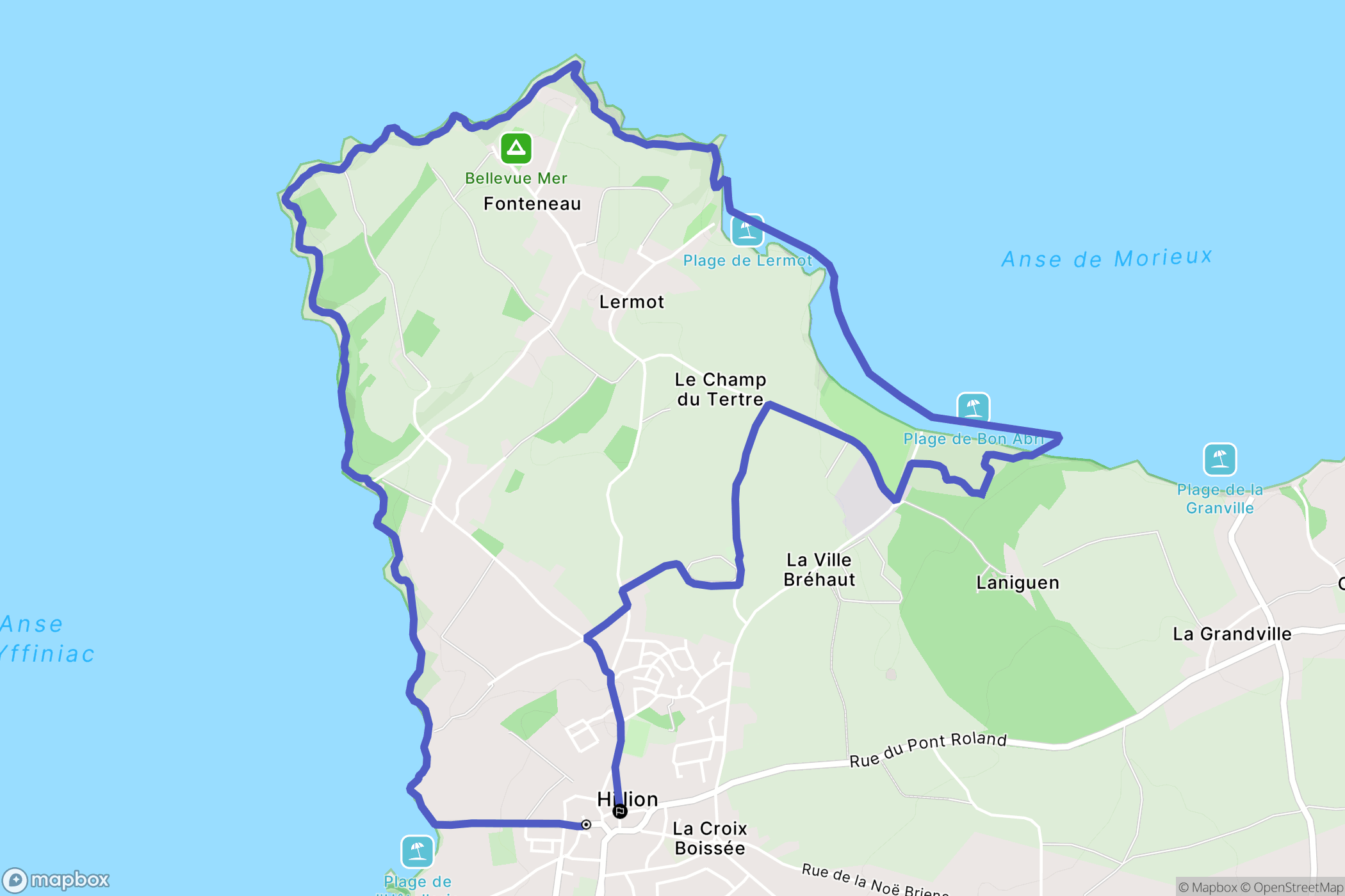 Hillion : carte du parcours de randonnée - France