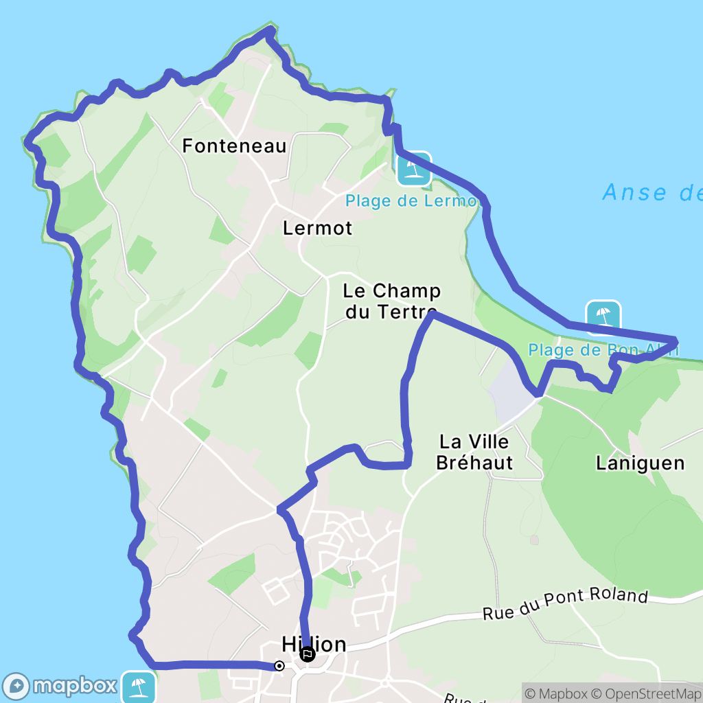Hillion : carte du parcours de randonnée - France