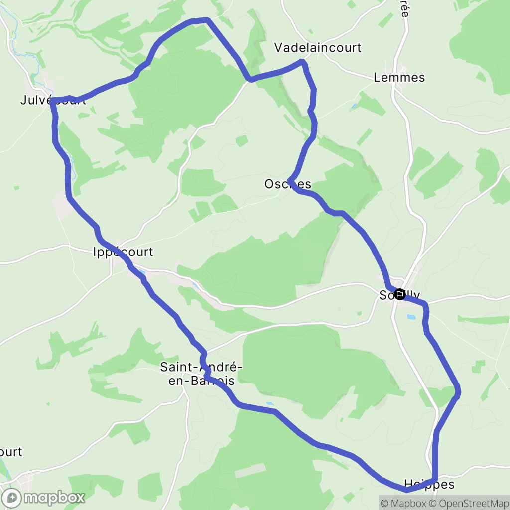 Souilly : carte du parcours de randonnée - France
