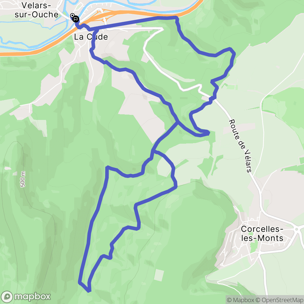 Velars-sur-Ouche : carte du parcours de randonnée - France