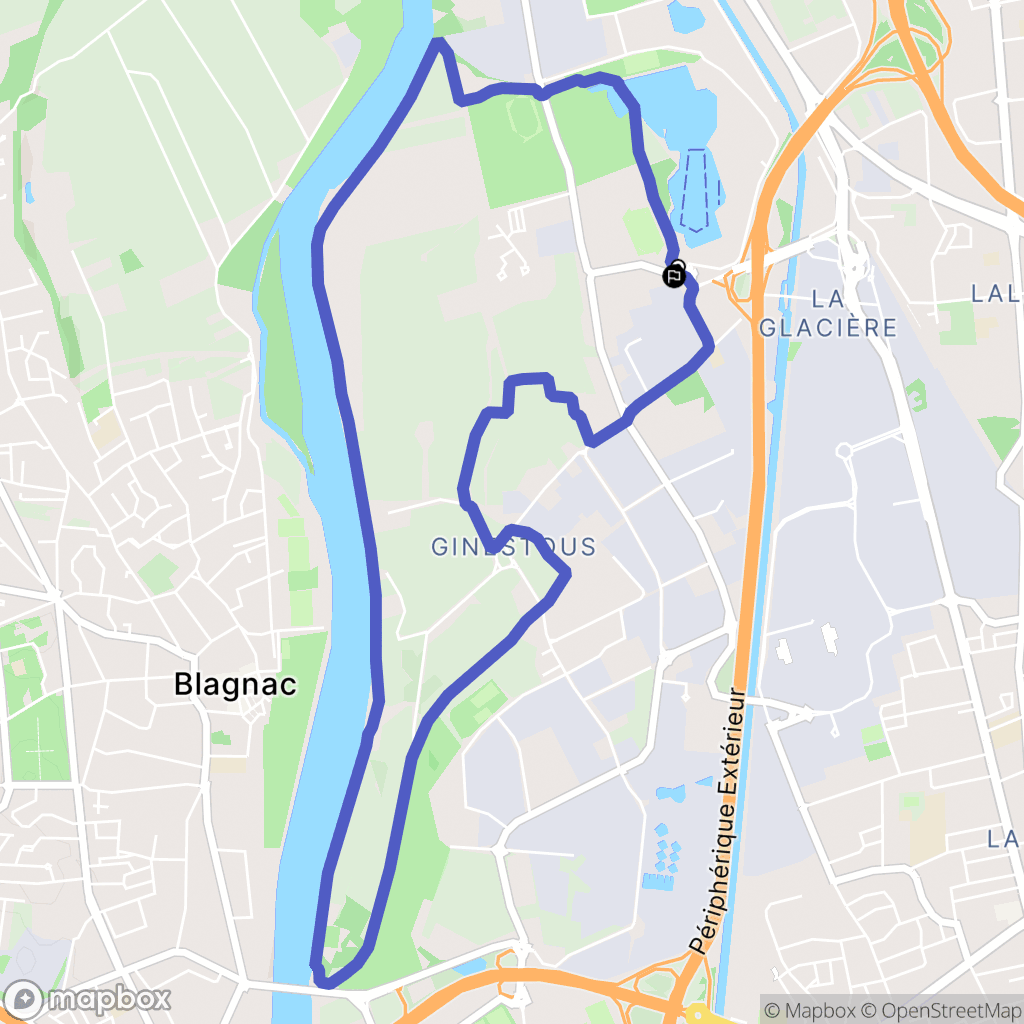 Toulouse : carte du parcours de randonnée - France