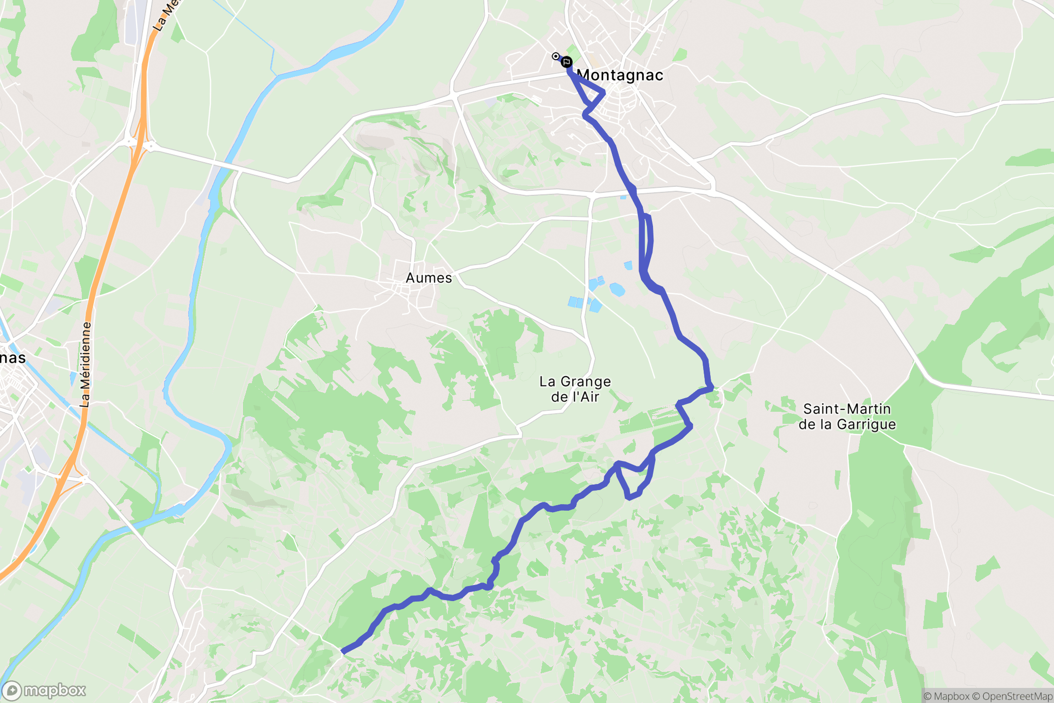 Montagnac : carte du parcours de randonnée - France