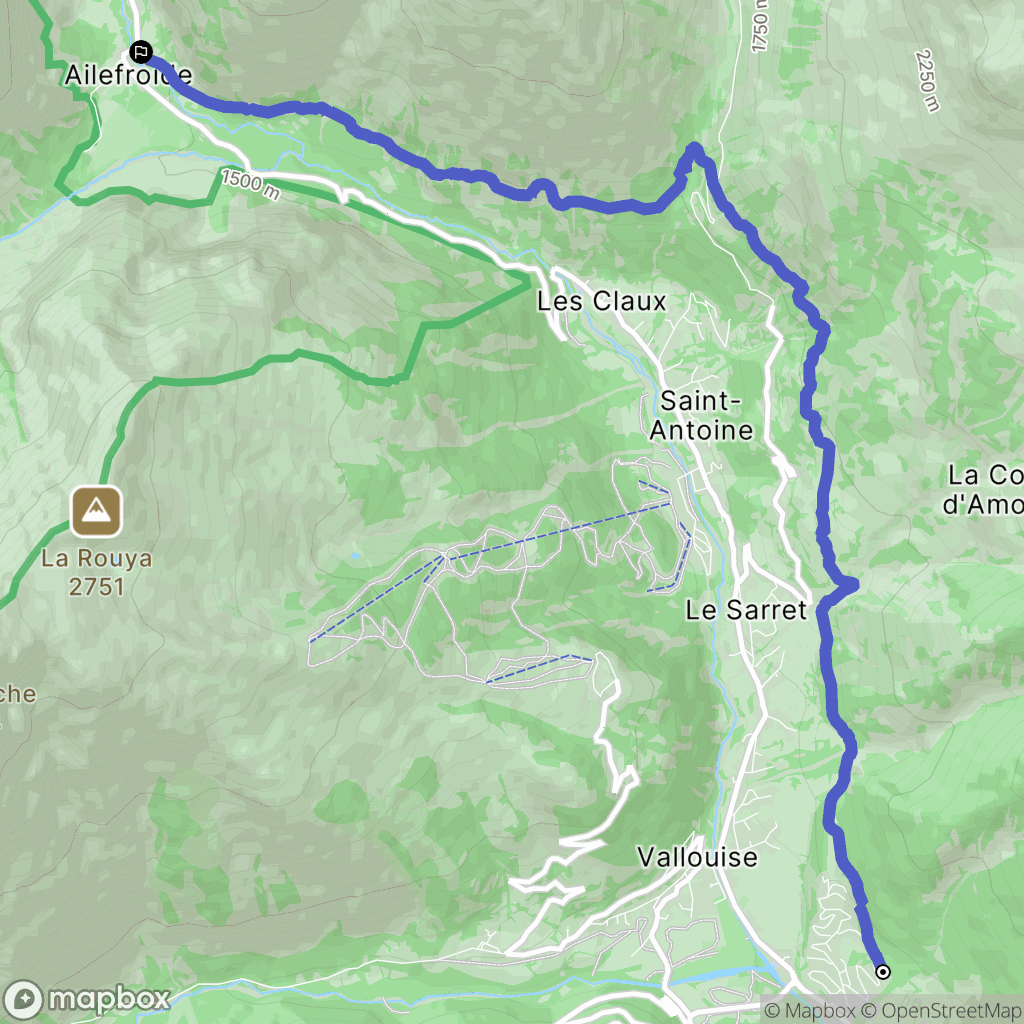 Vallouise-Pelvoux : carte du parcours de randonnée - France