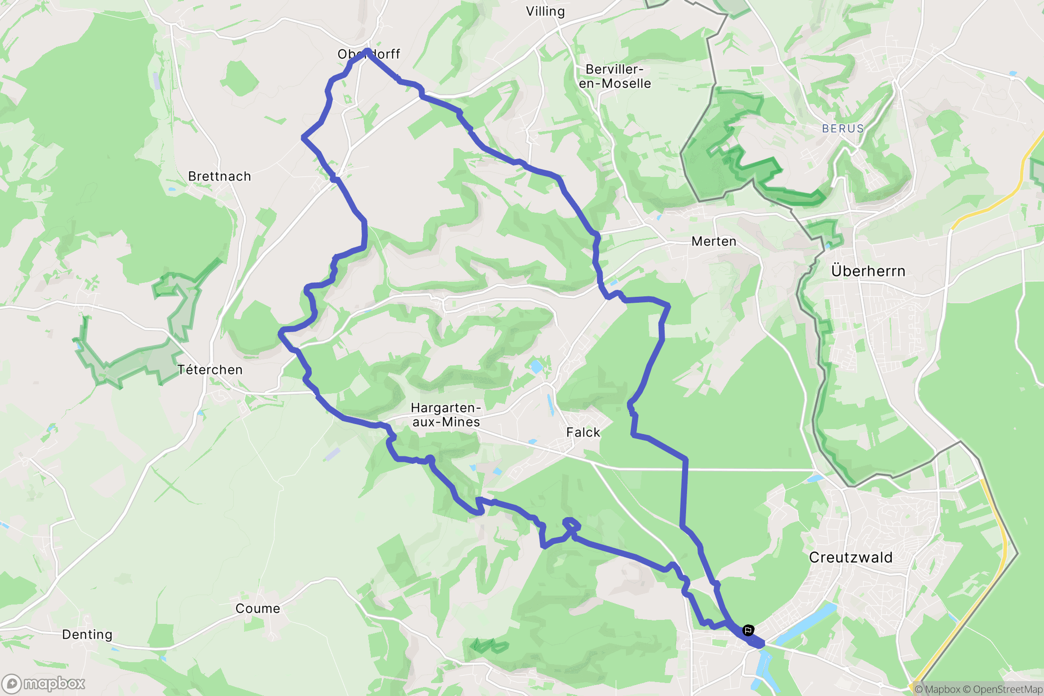 Creutzwald : carte du parcours de randonnée - France