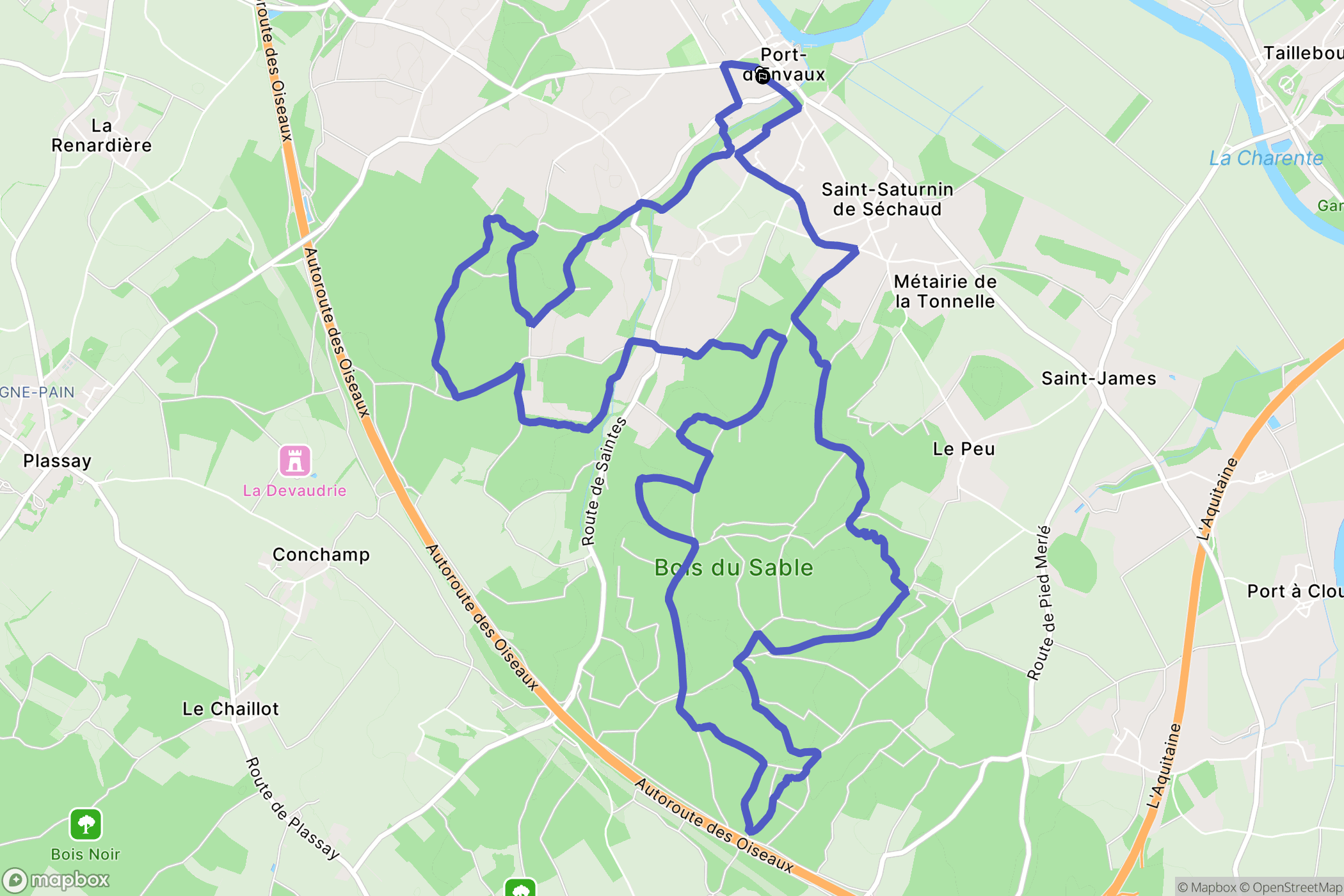 Port-d'Envaux : carte du parcours de randonnée - France