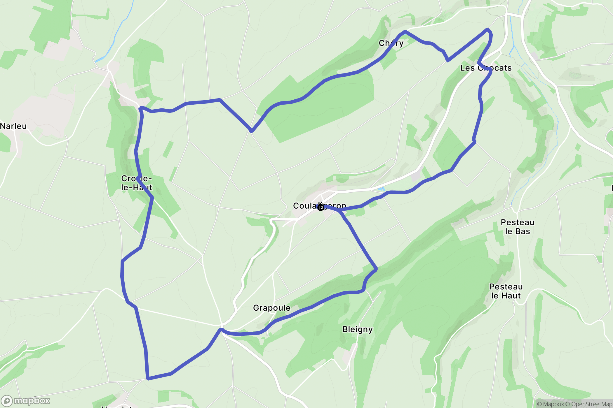 Coulangeron : carte du parcours de randonnée - France