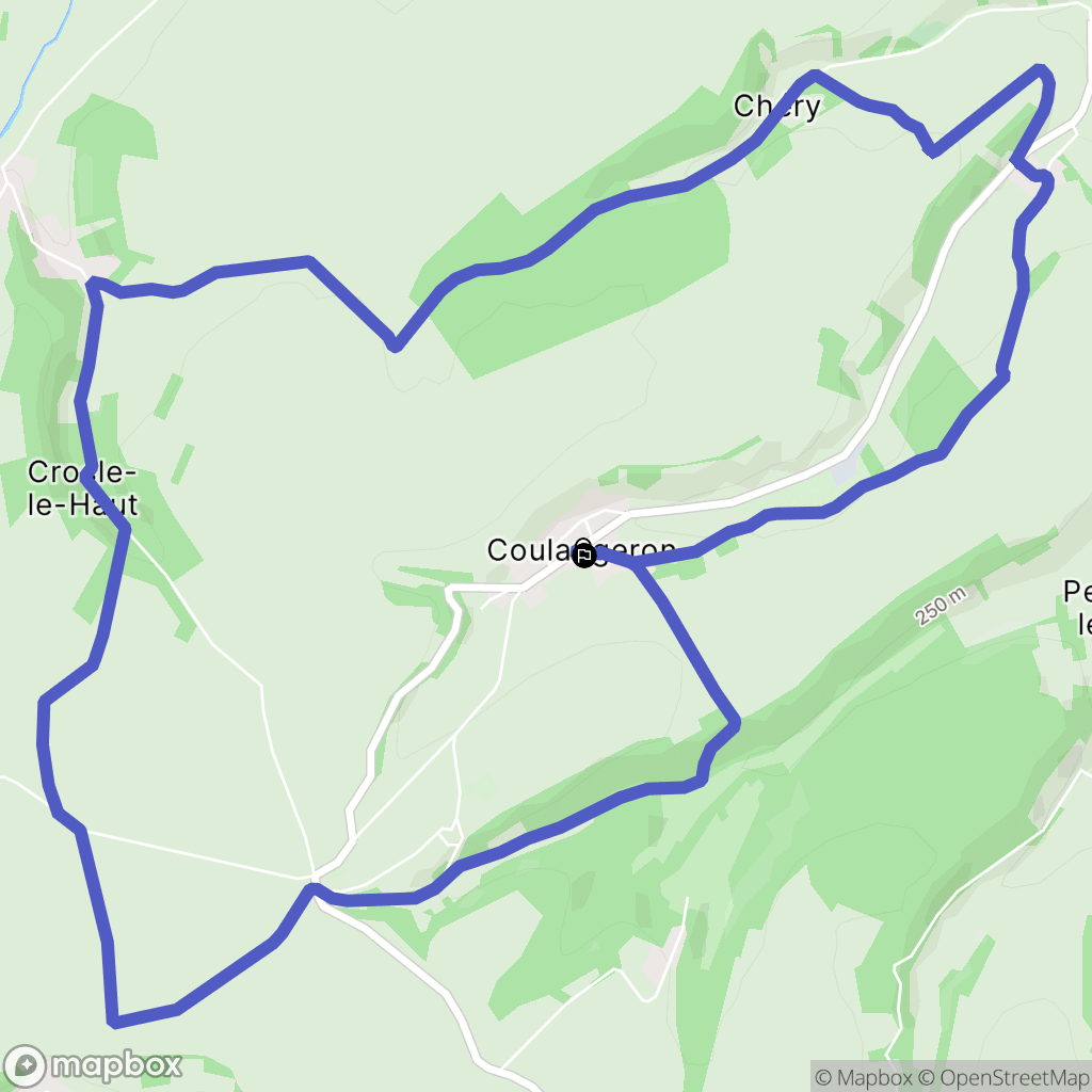 Coulangeron : carte du parcours de randonnée - France