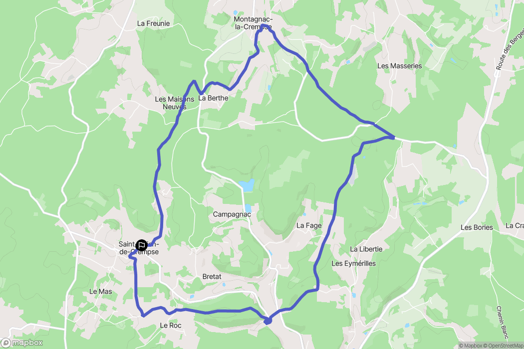 Eyraud-Crempse-Maurens : carte du parcours de randonnée - France