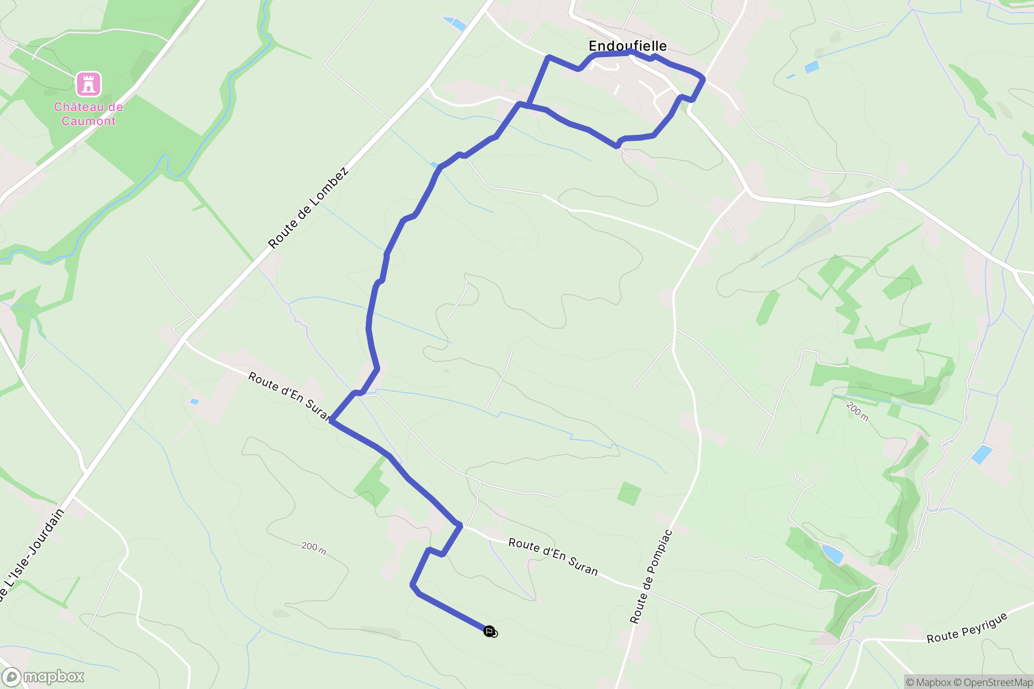 Endoufielle : carte du parcours de randonnée - France
