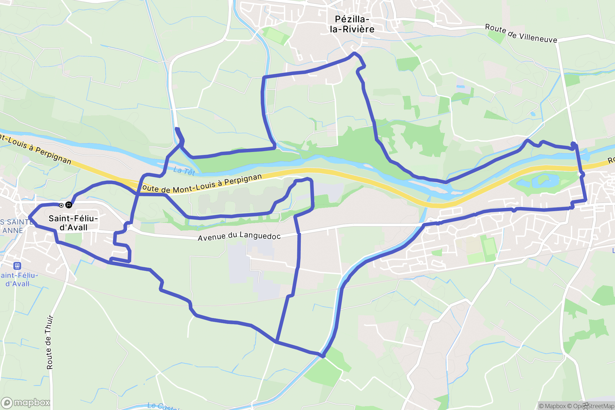 Saint-Féliu-d'Avall : carte du parcours de randonnée - France
