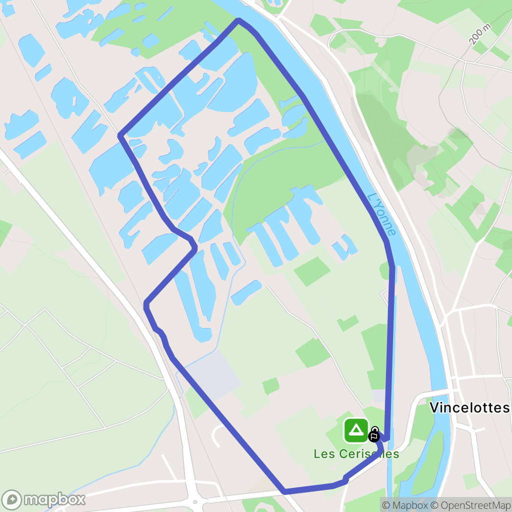 Vincelles : carte du parcours de randonnée - France
