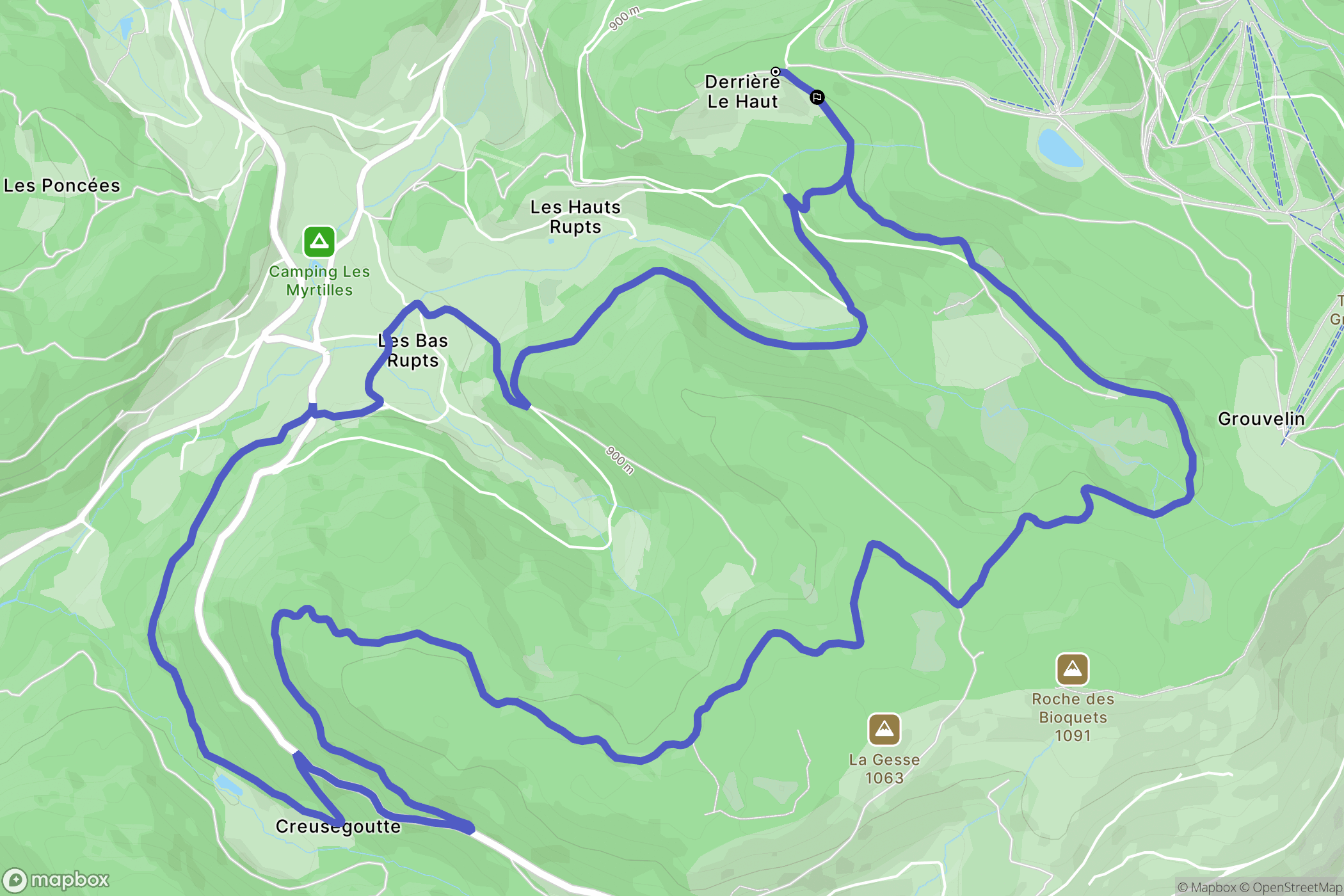 Gérardmer : carte du parcours de randonnée - France