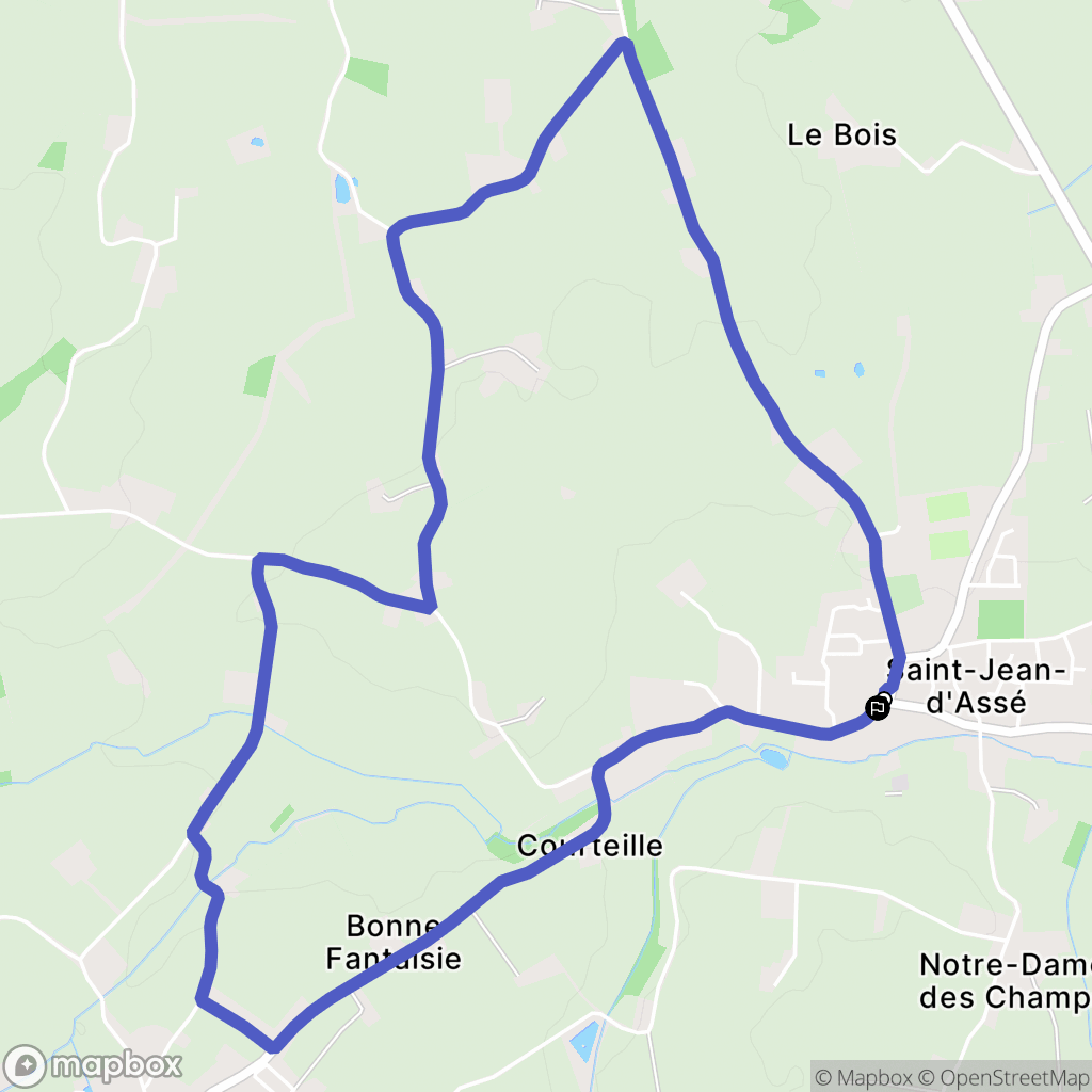 Saint-Jean-d'Assé : carte du parcours de randonnée - France