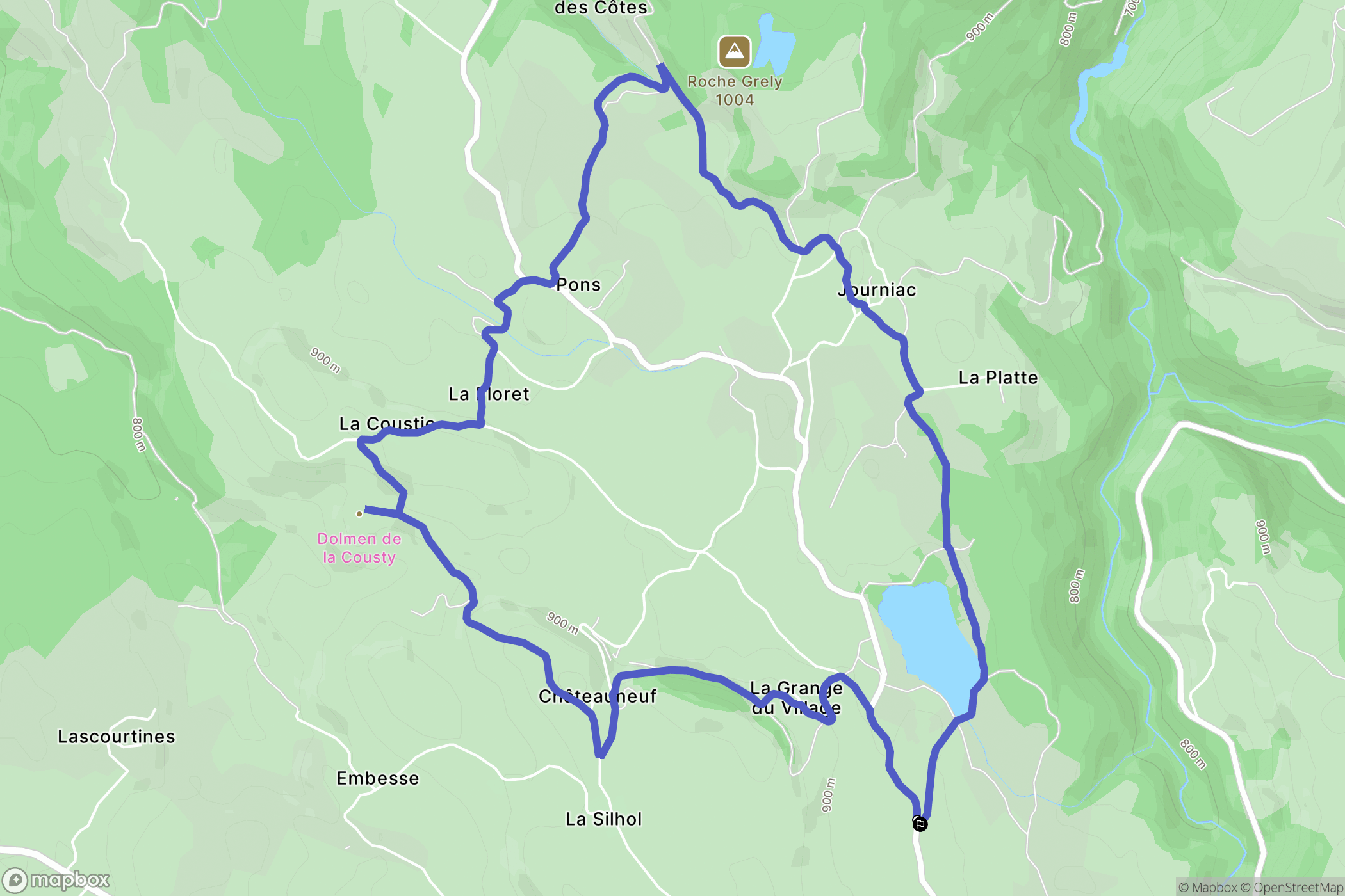 Riom-ès-Montagnes : carte du parcours de randonnée - France