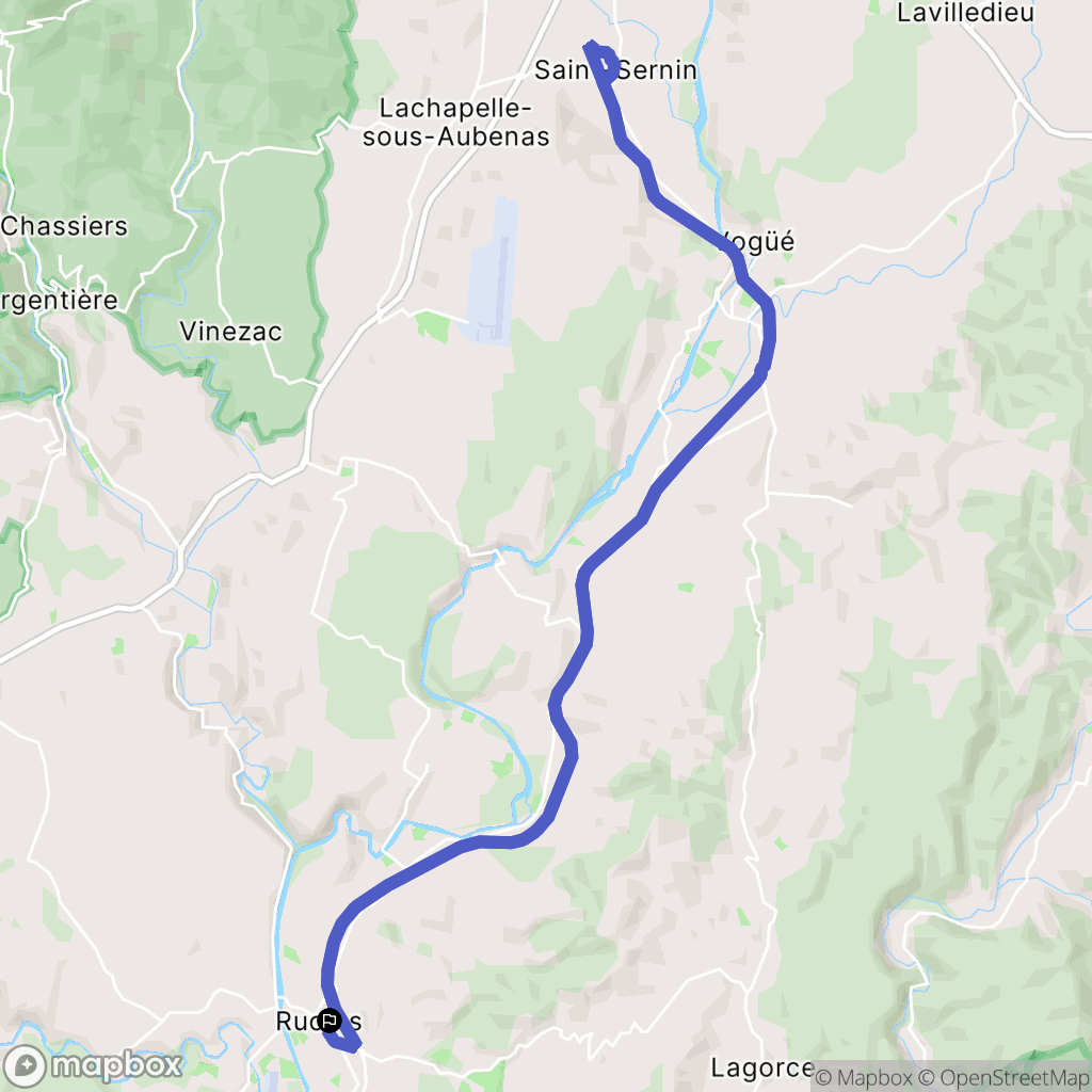 Ruoms : carte du parcours de randonnée - France