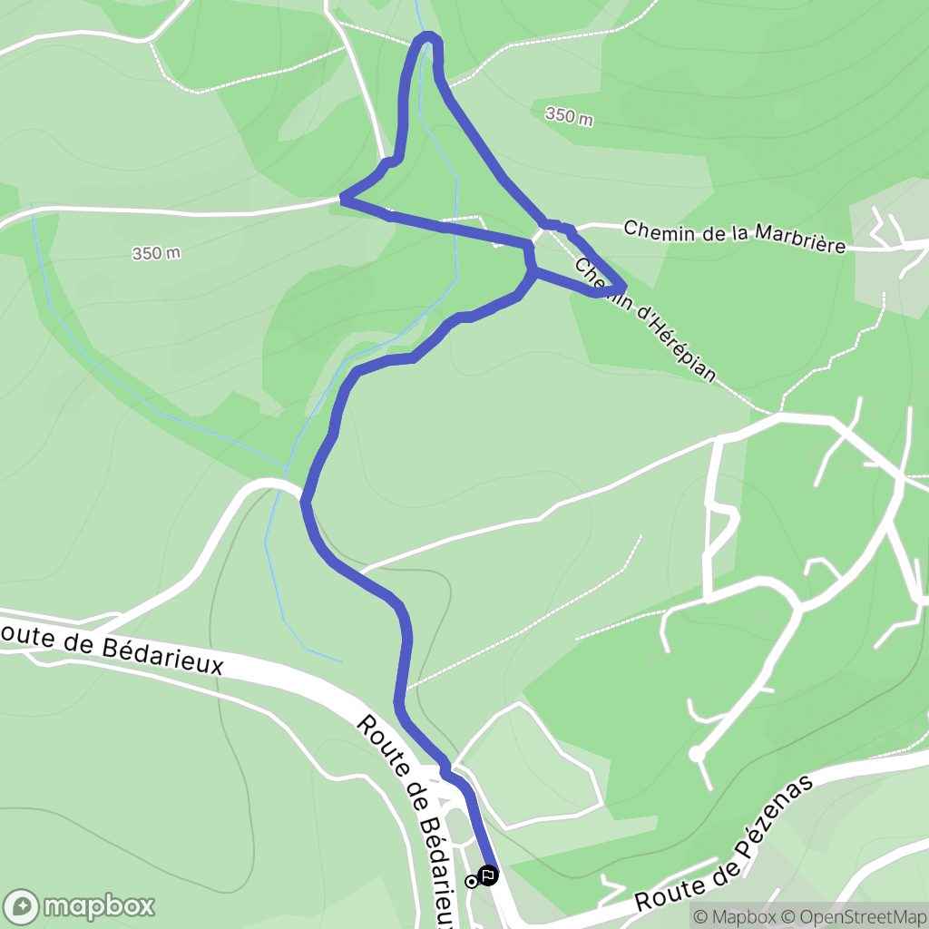 Faugères : carte du parcours de randonnée - France