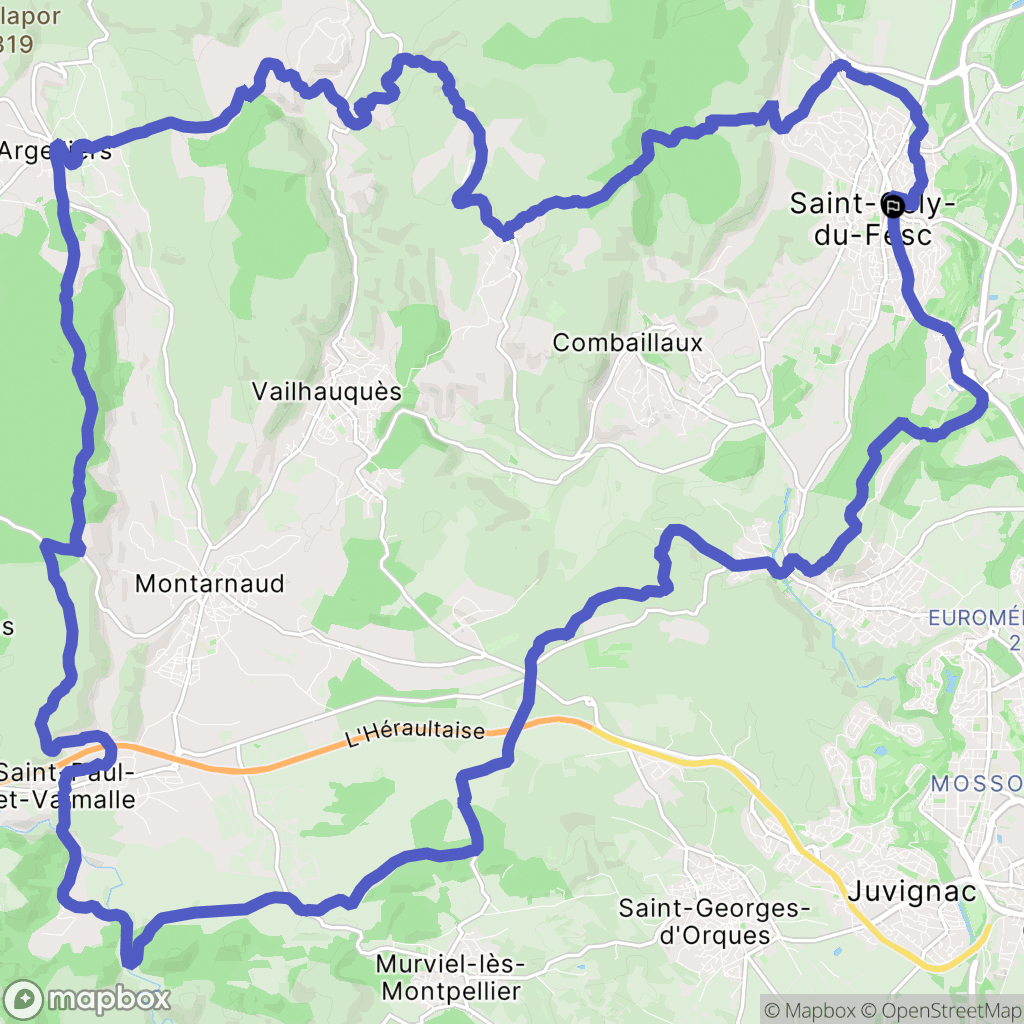 Saint-Gély-du-Fesc : carte du parcours de randonnée - France