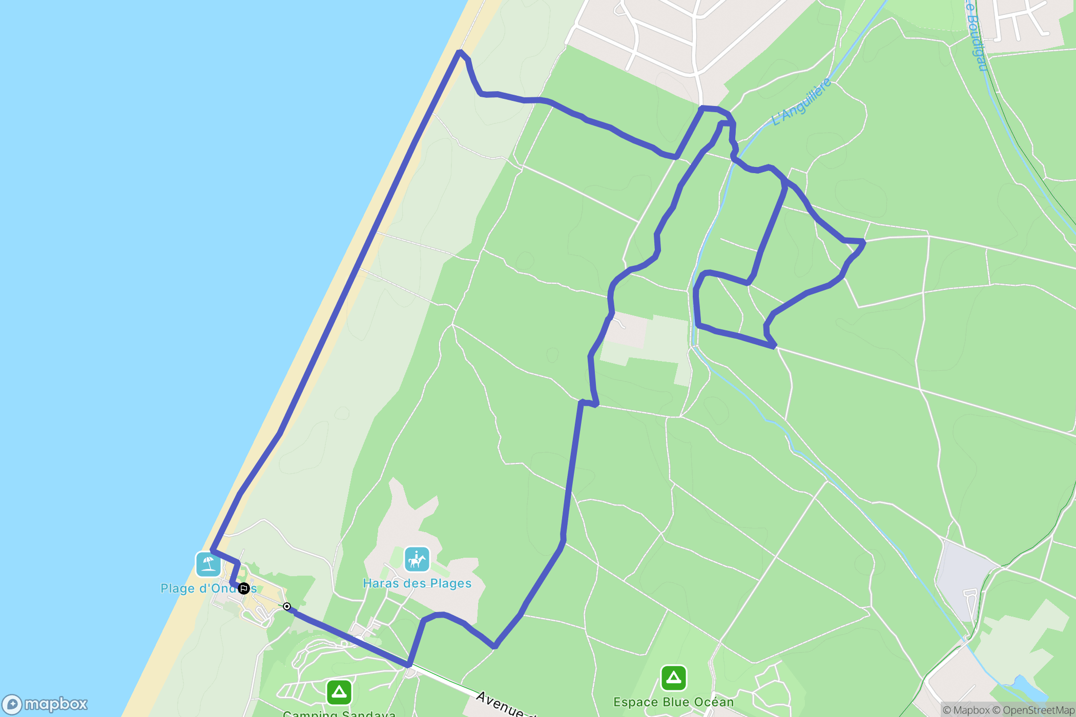Ondres : carte du parcours de randonnée - France