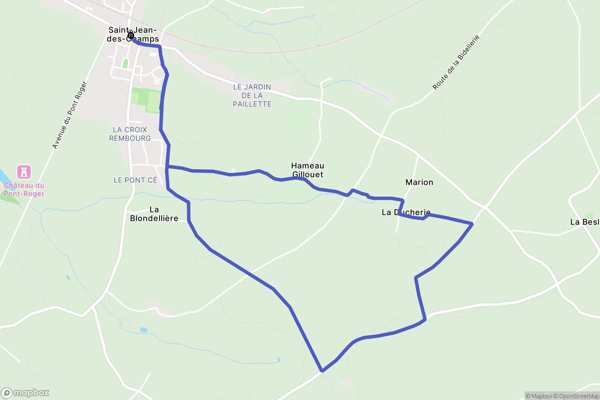 Saint-Jean-des-Champs : carte du parcours de randonnée - France