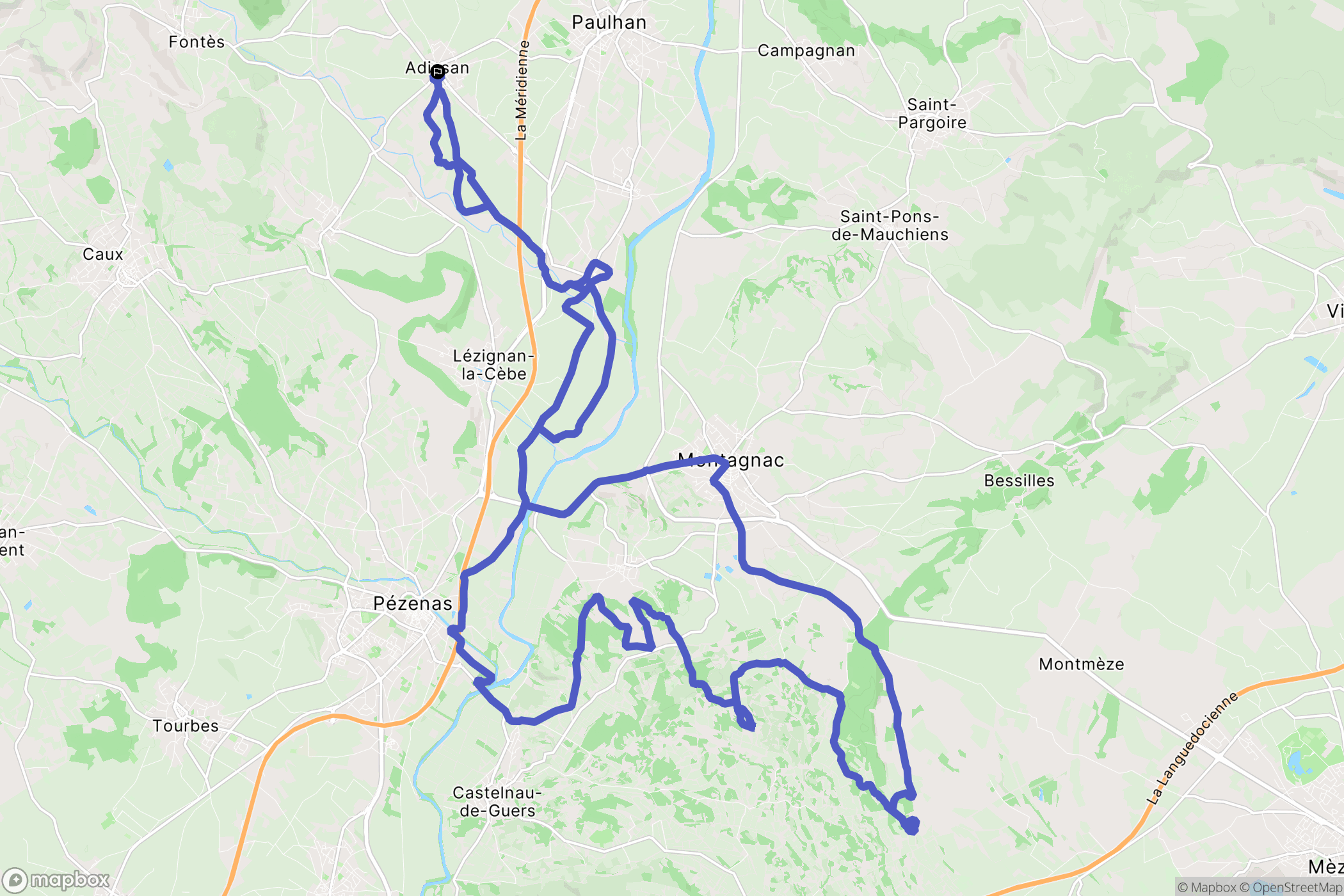 Adissan : carte du parcours de randonnée - France