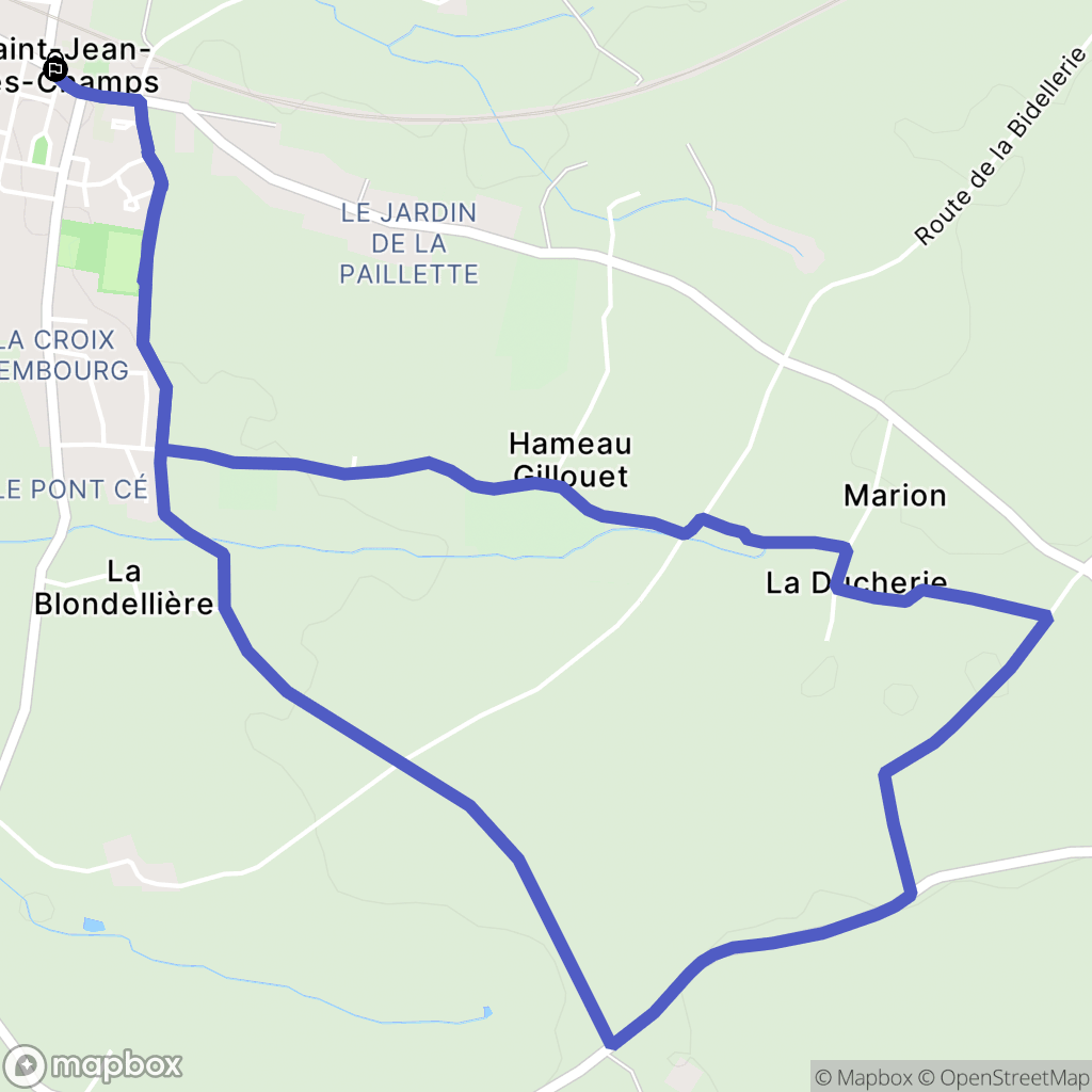 Saint-Jean-des-Champs : carte du parcours de randonnée - France