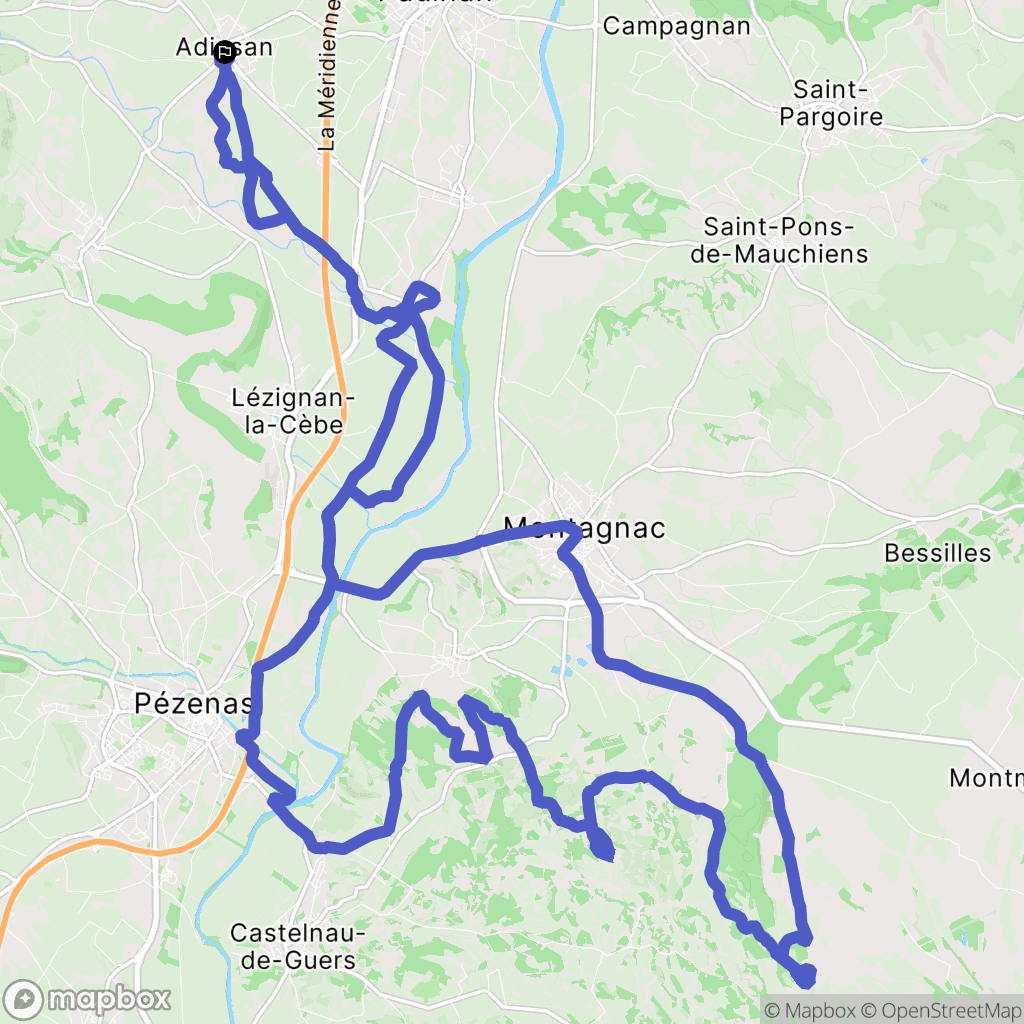 Adissan : carte du parcours de randonnée - France