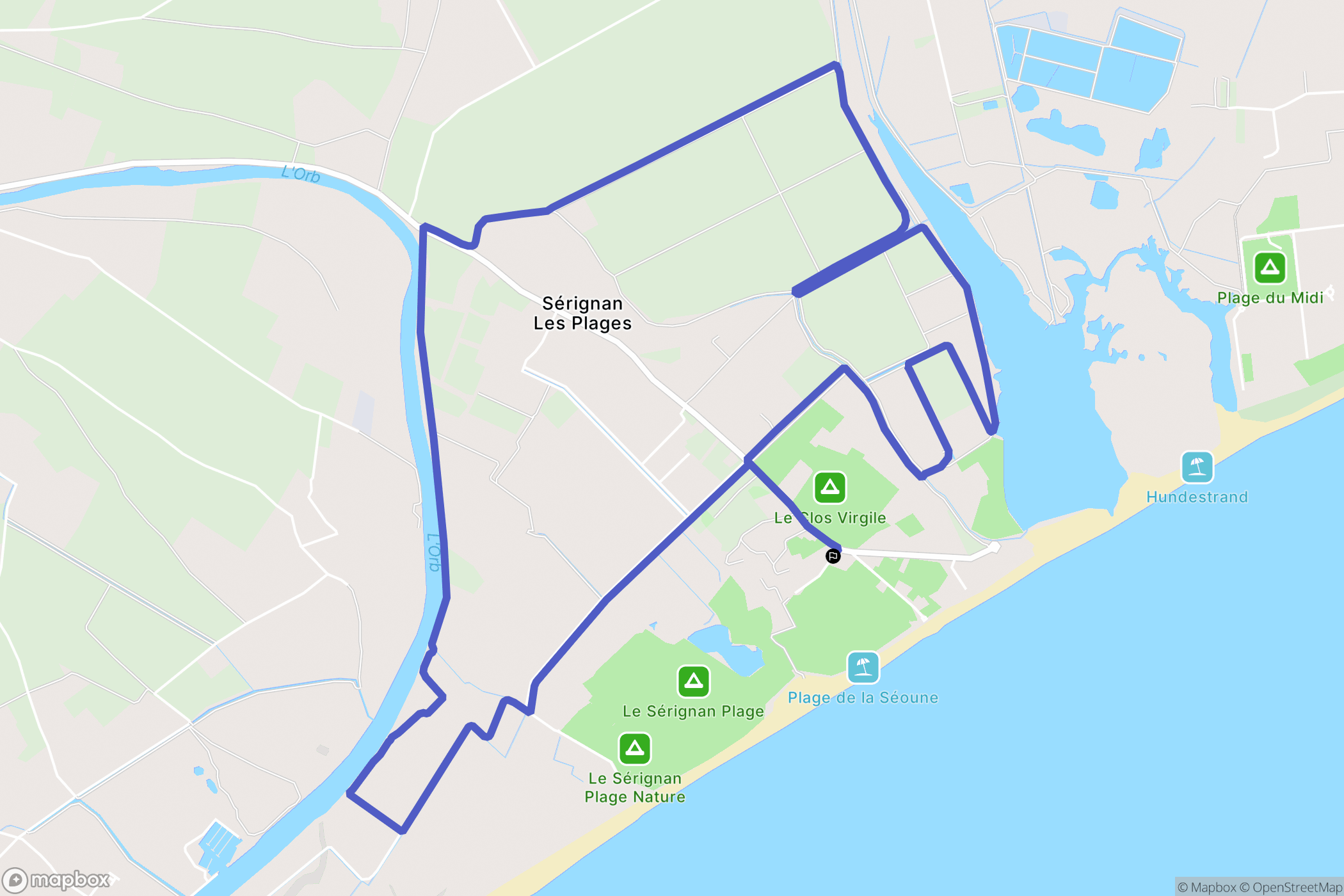 Sérignan : carte du parcours de randonnée - France