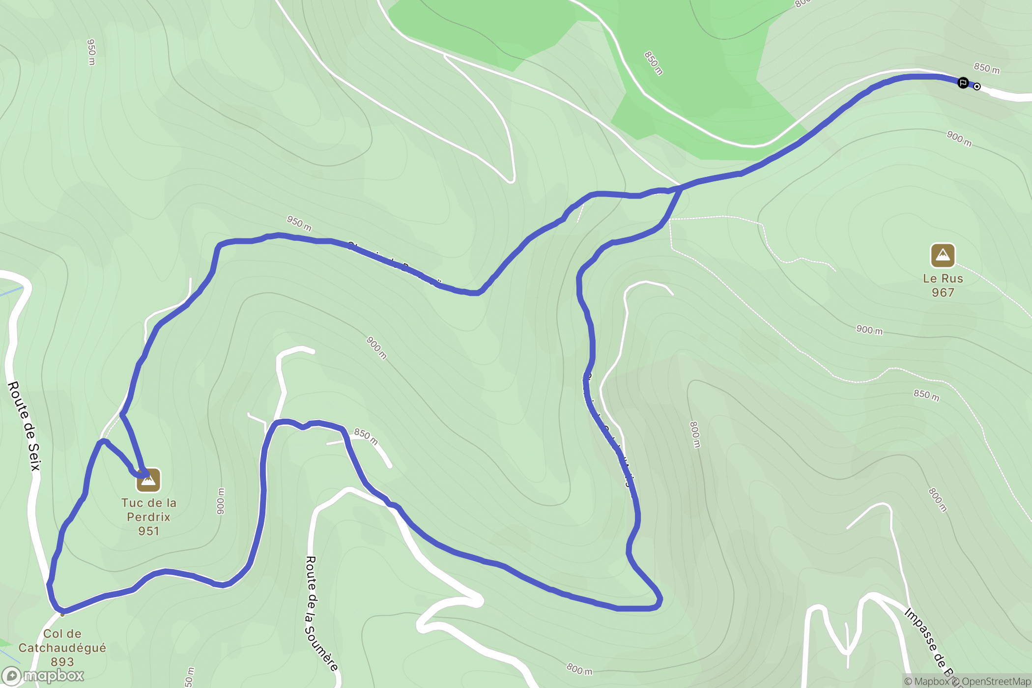 Soueix-Rogalle : carte du parcours de randonnée - France