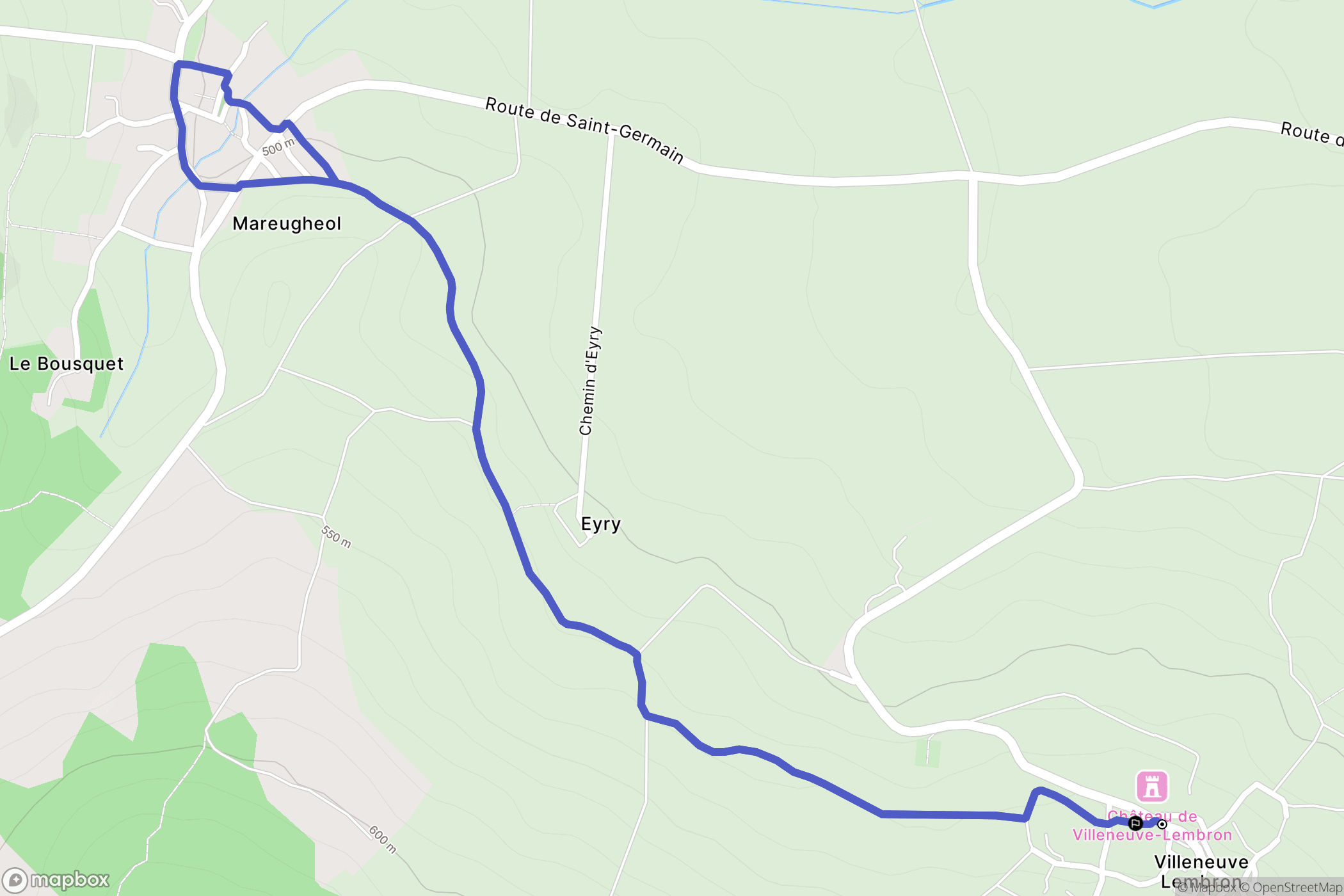 Villeneuve : carte du parcours de randonnée - France