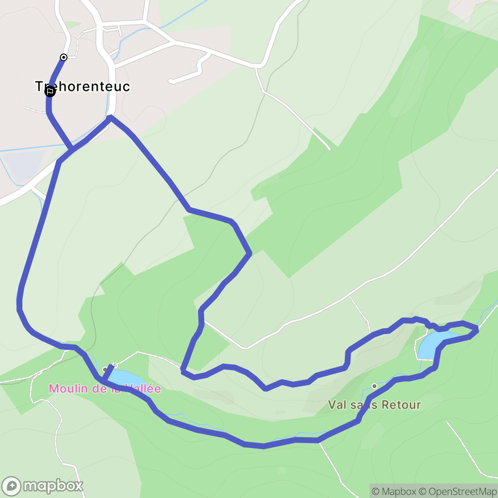 Tréhorenteuc : carte du parcours de randonnée - France